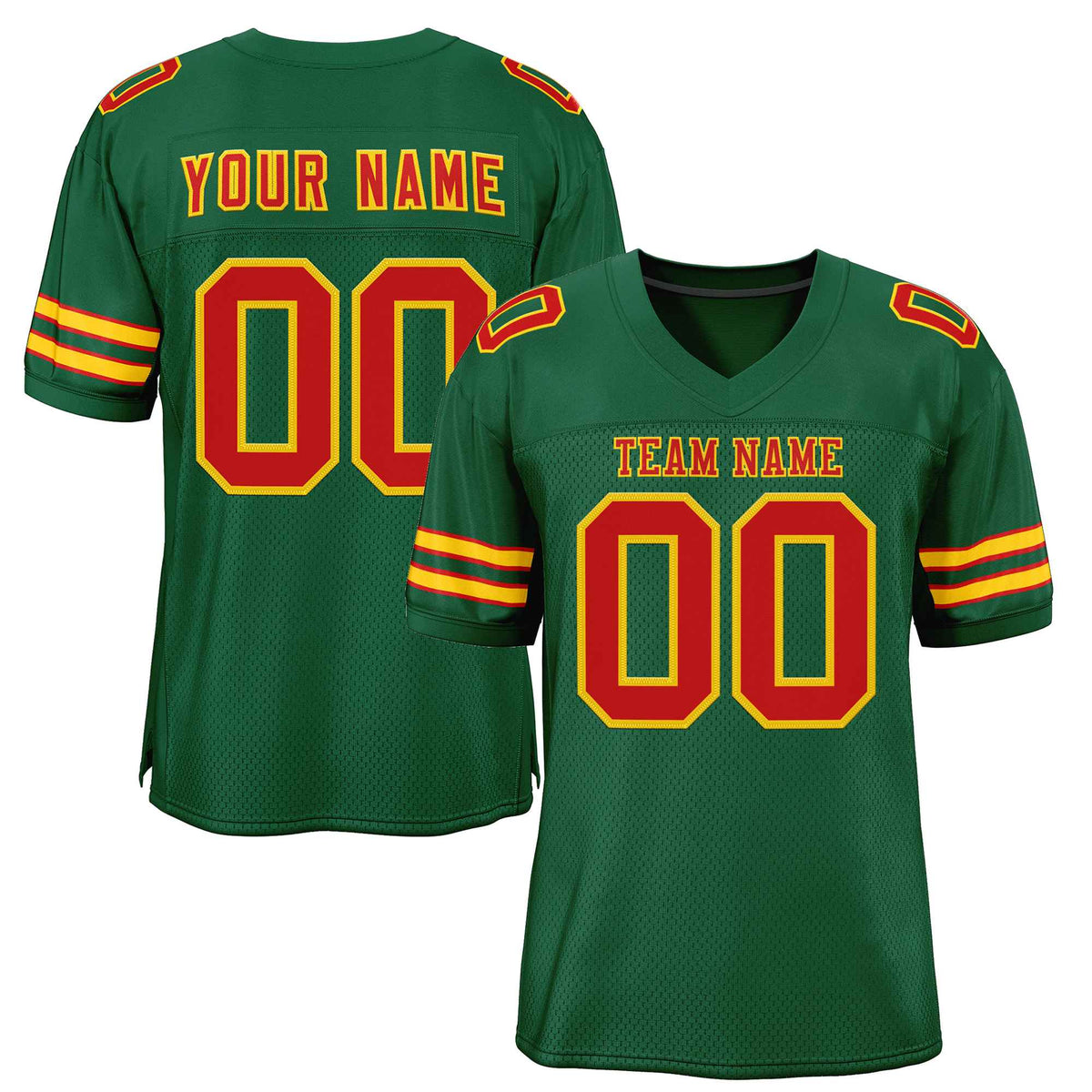 Custom Green Red-Gold Classic Style Authentic American Football Jersey| KXKSHOP