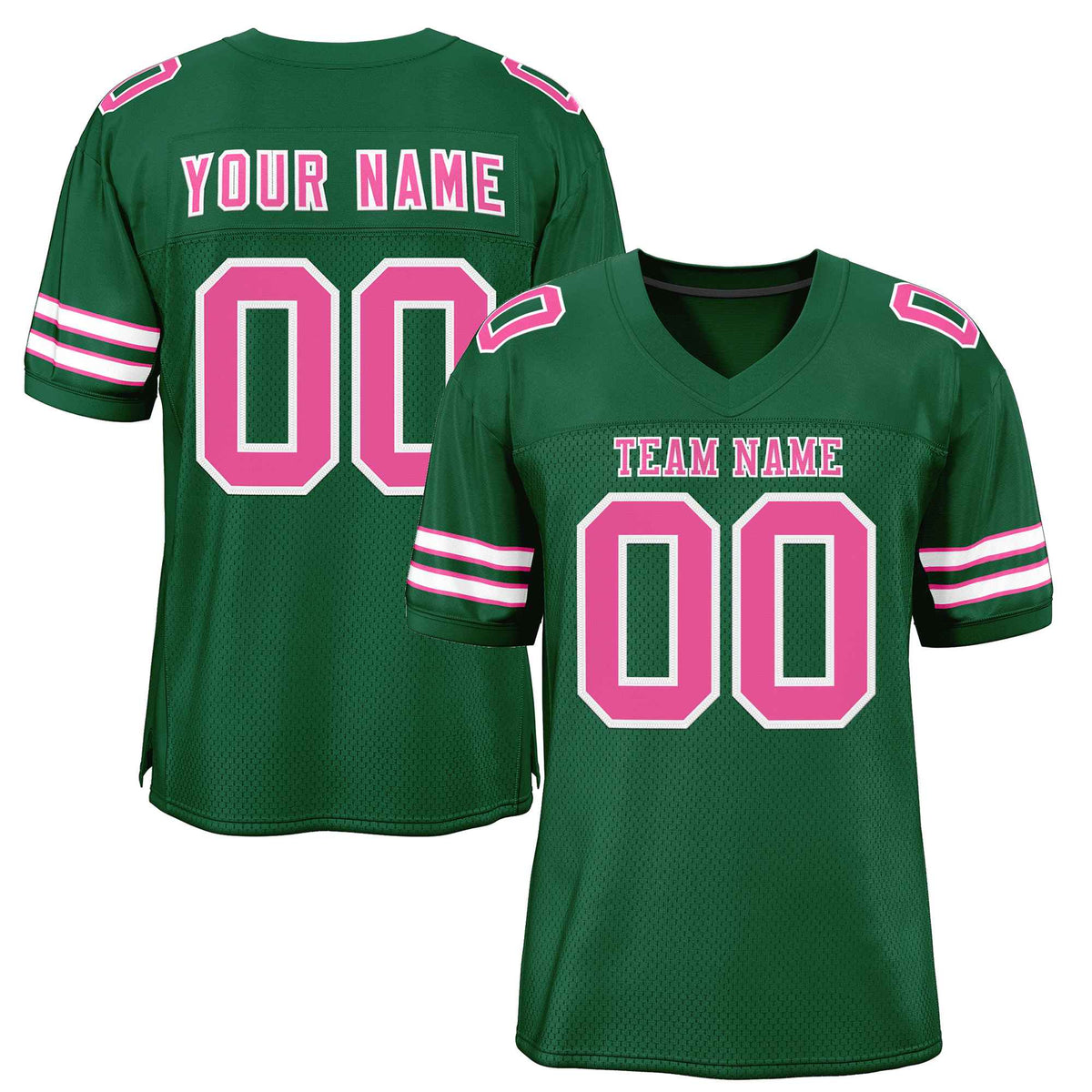 Custom Green Pink-White Classic Style Authentic American Football Jersey| KXKSHOP
