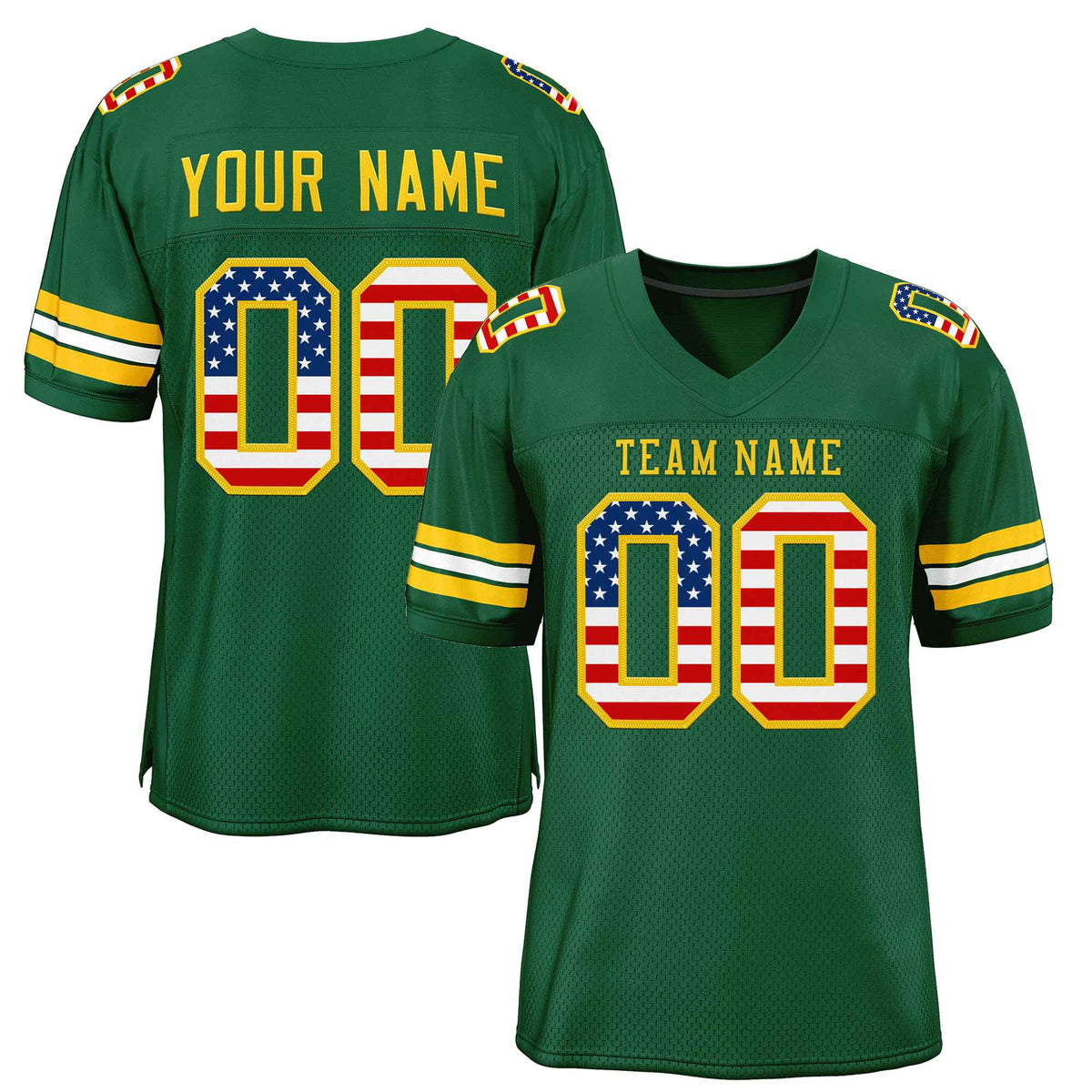 Custom Green Gold-Red Classic Style Authentic American Football Jersey| KXKSHOP