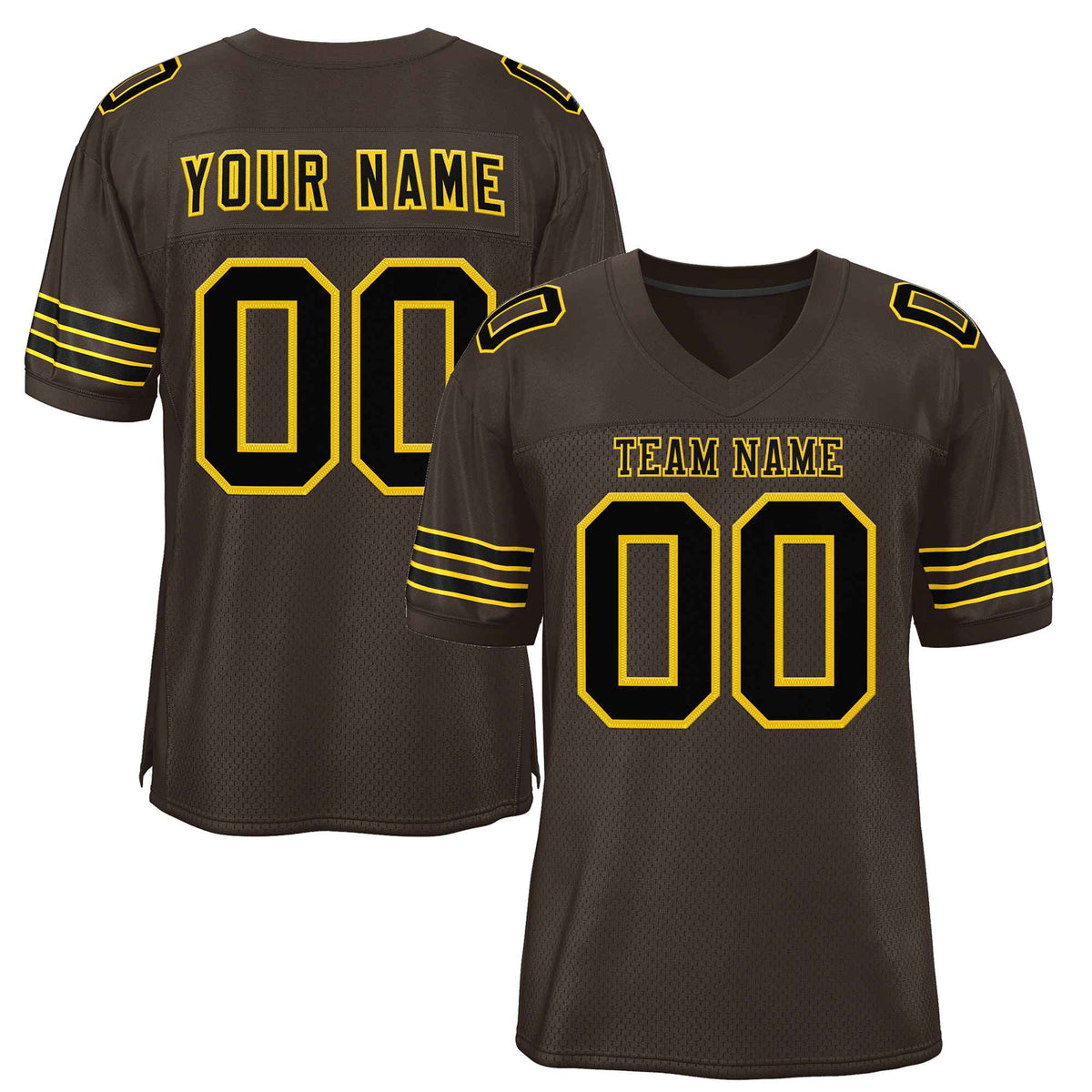Custom Brown Black-Gold Classic Style Authentic American Football Jersey| KXKSHOP