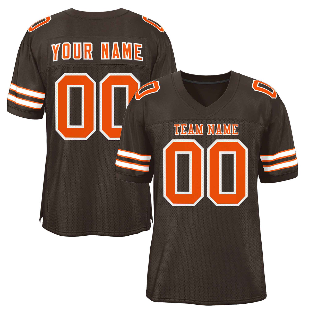 Custom Brown Orange-White Classic Style Authentic American Football Jersey| KXKSHOP
