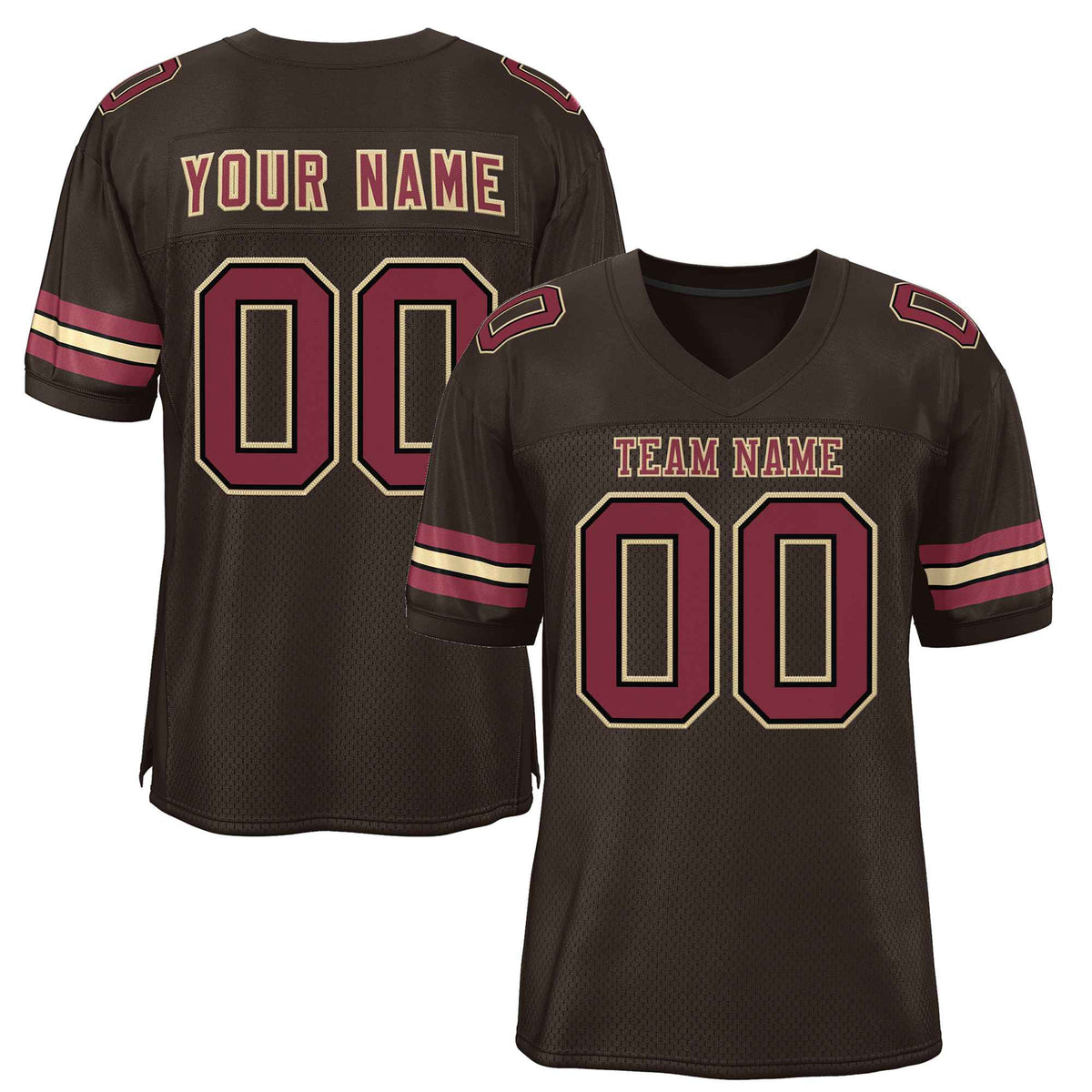 Custom Brown Crimson-Old Gold Classic Style Authentic American Football Jersey| KXKSHOP