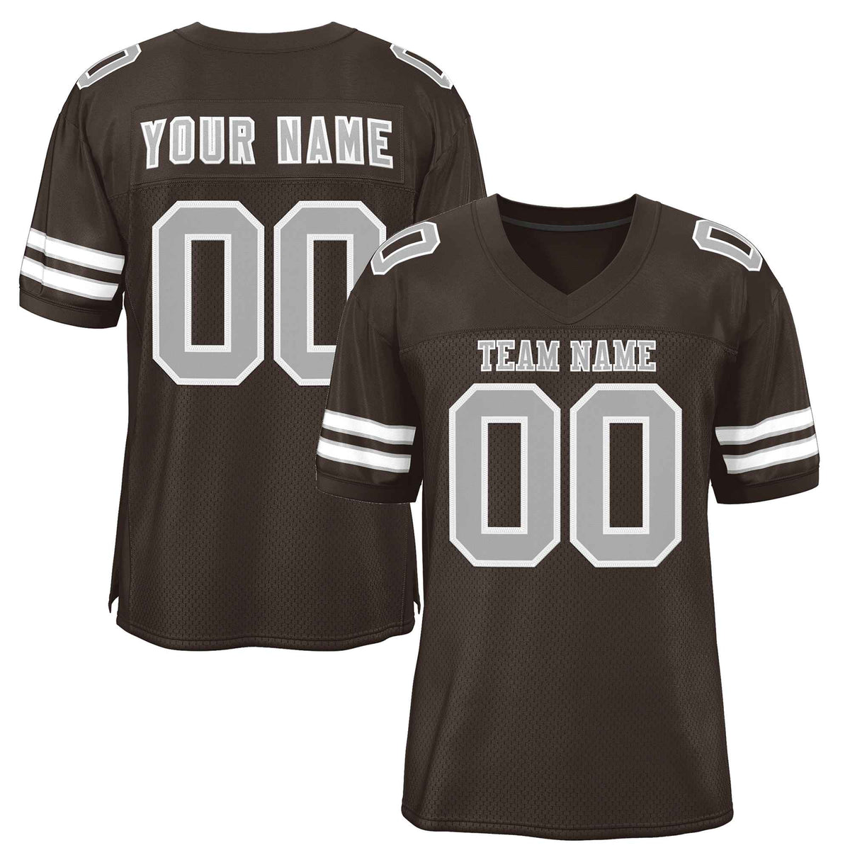 Custom Brown Gray-White Classic Style Authentic American Football Jersey| KXKSHOP