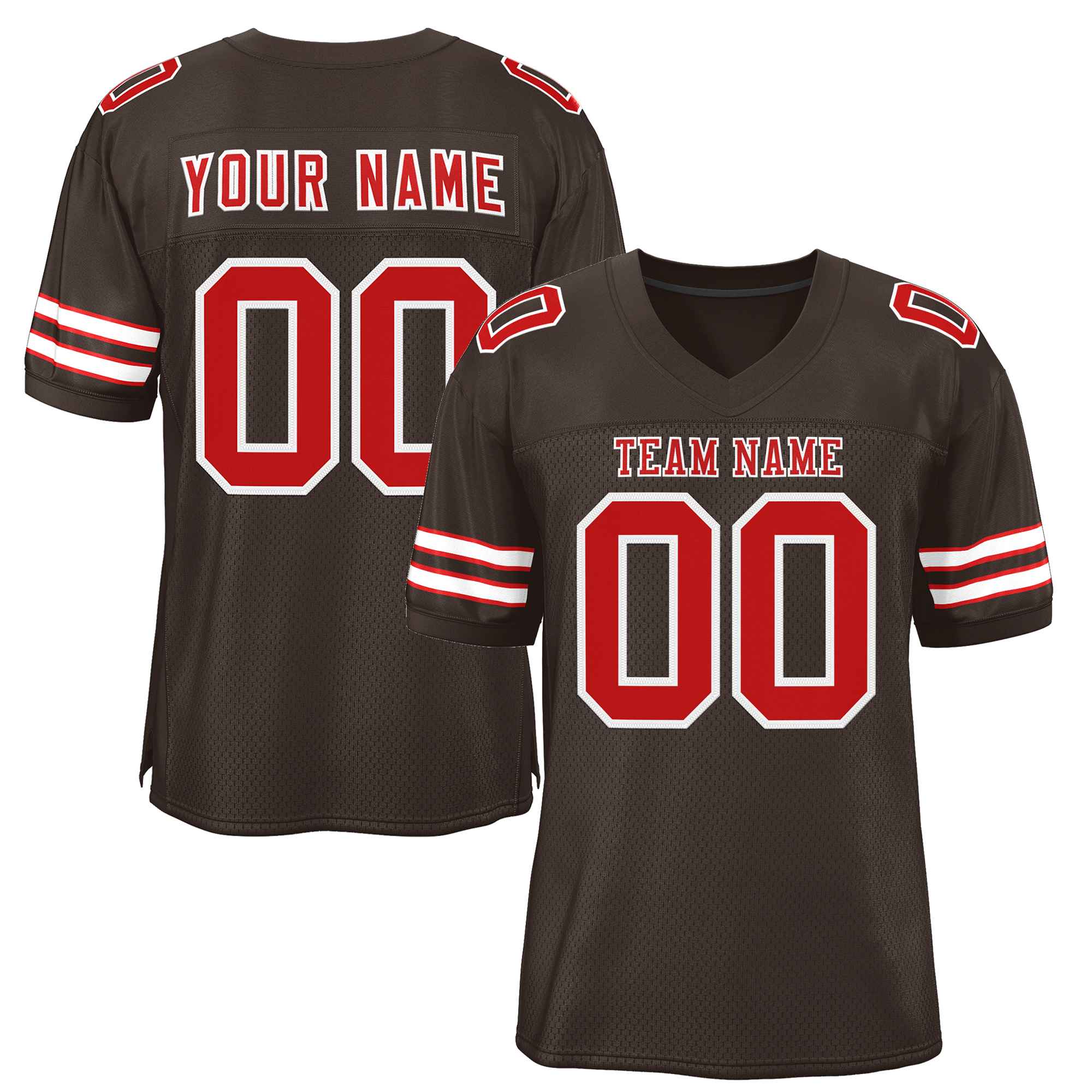 Custom Brown Red-White Classic Style Authentic American Football Jersey| KXKSHOP