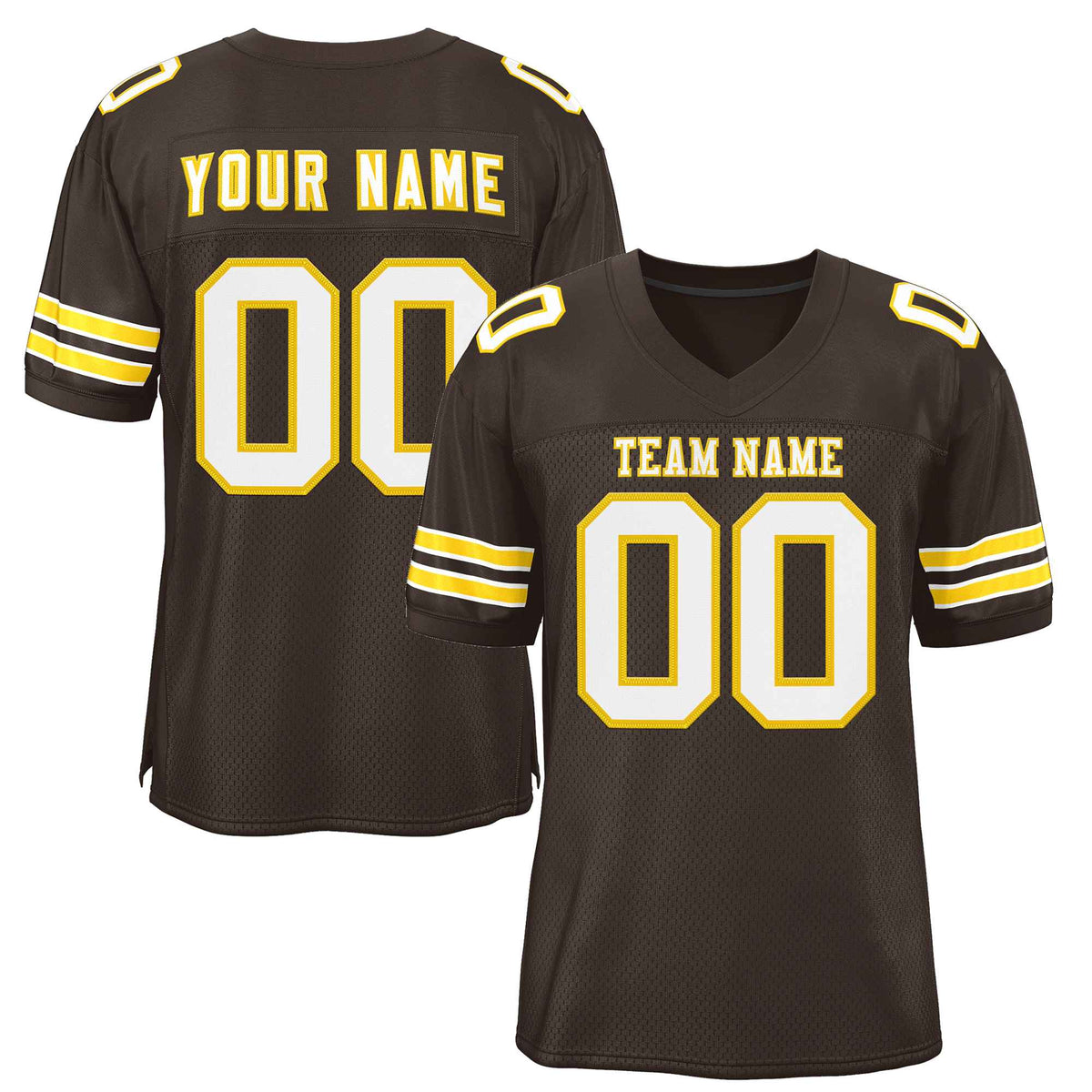 Custom Brown White-Gold Classic Style Authentic American Football Jersey| KXKSHOP