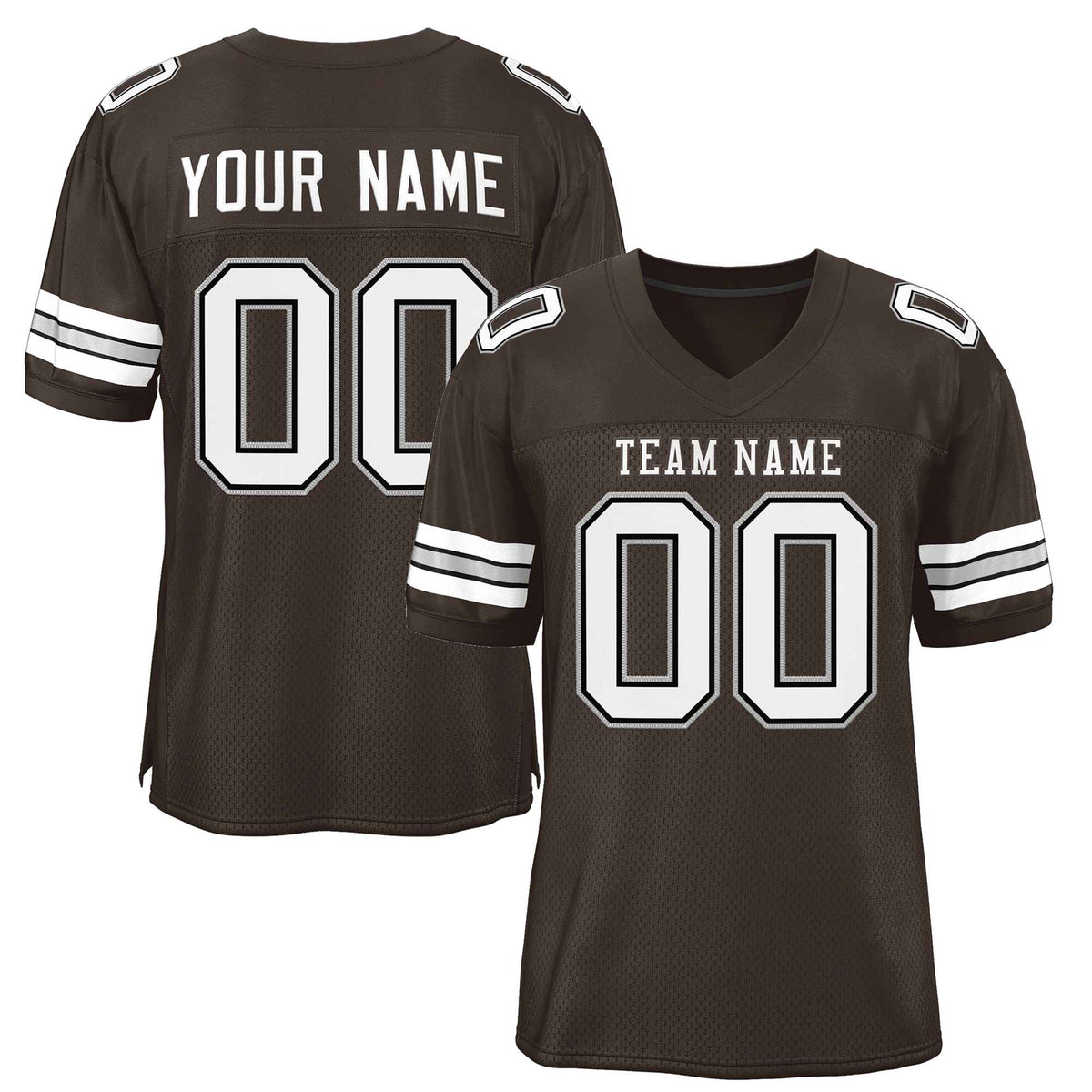 Custom Brown White-Gray Classic Style Authentic American Football Jersey| KXKSHOP