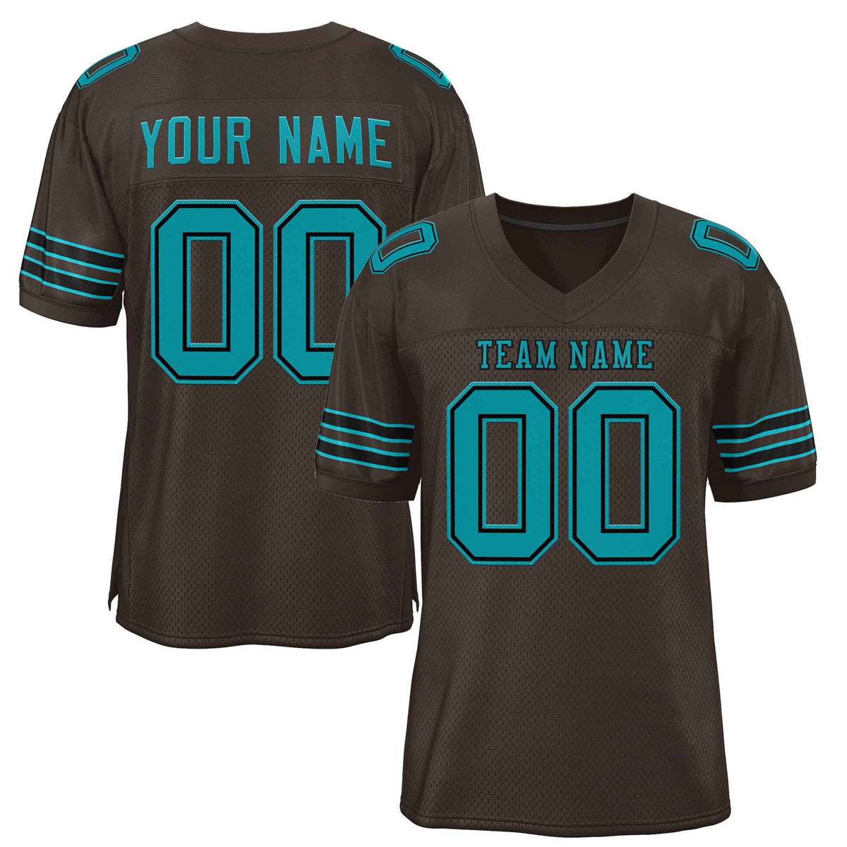 Custom Brown Aqua-Black Classic Style Authentic American Football Jersey| KXKSHOP