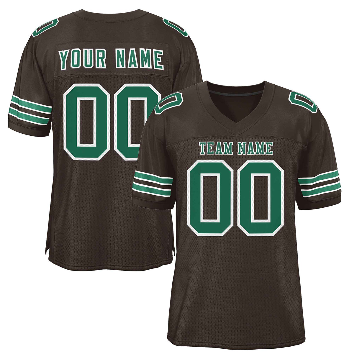 Custom Brown Kelly Green-White Classic Style Authentic American Football Jersey| KXKSHOP