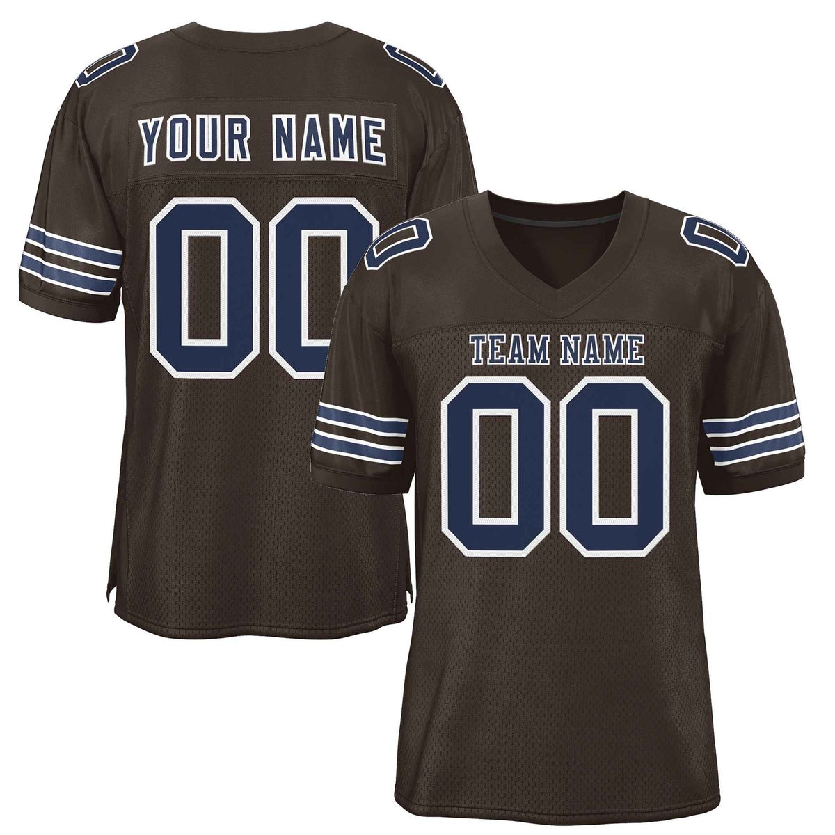 Custom Brown Navy-White Classic Style Authentic American Football Jersey| KXKSHOP