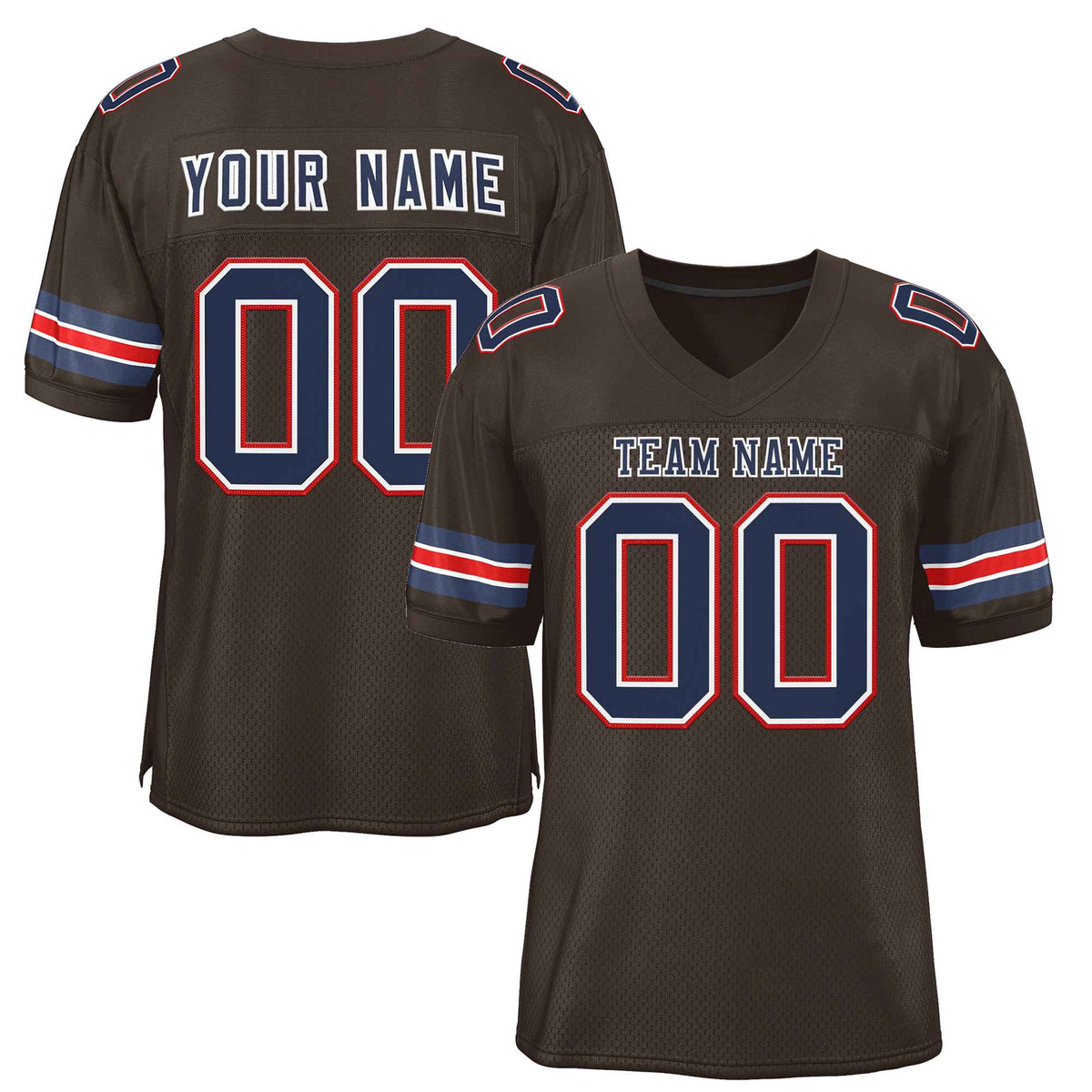 Custom Brown Navy-White Classic Style Authentic American Football Jersey| KXKSHOP