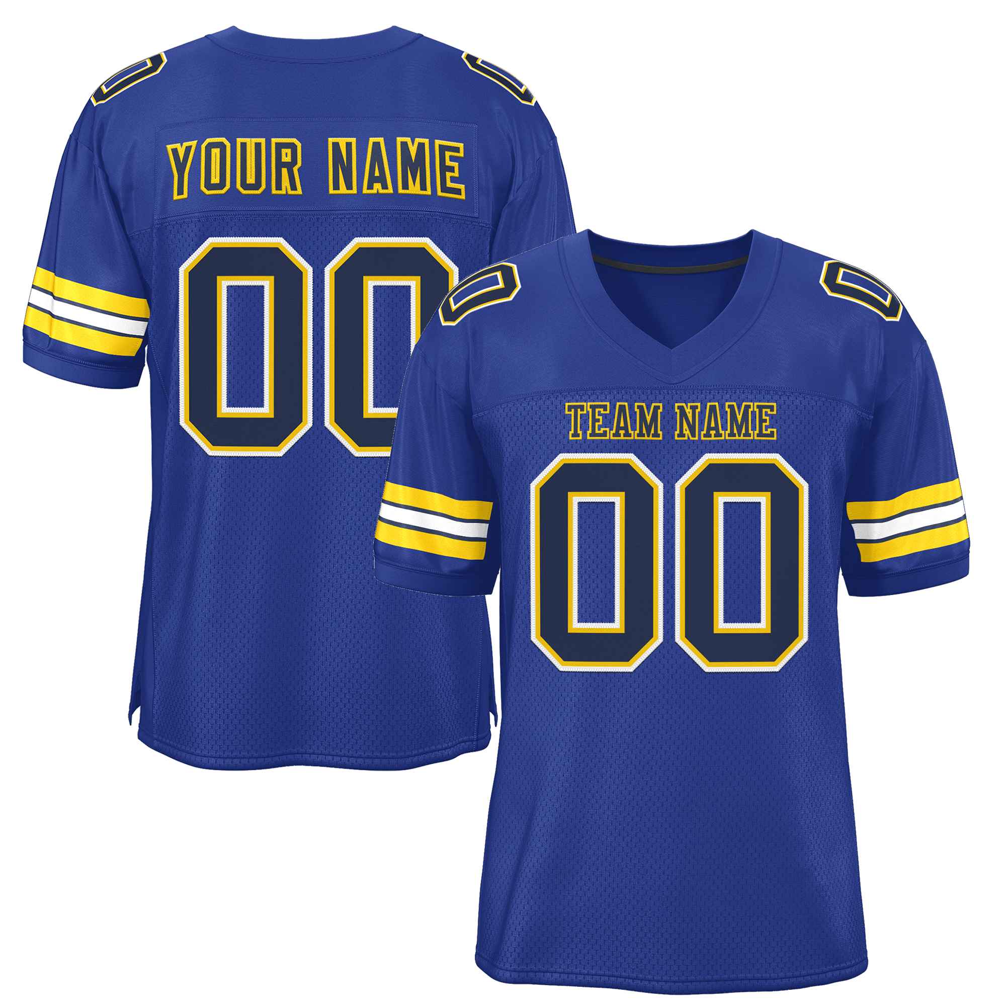 Custom Royal Navy-Gold Classic Style Authentic American Football Jersey| KXKSHOP