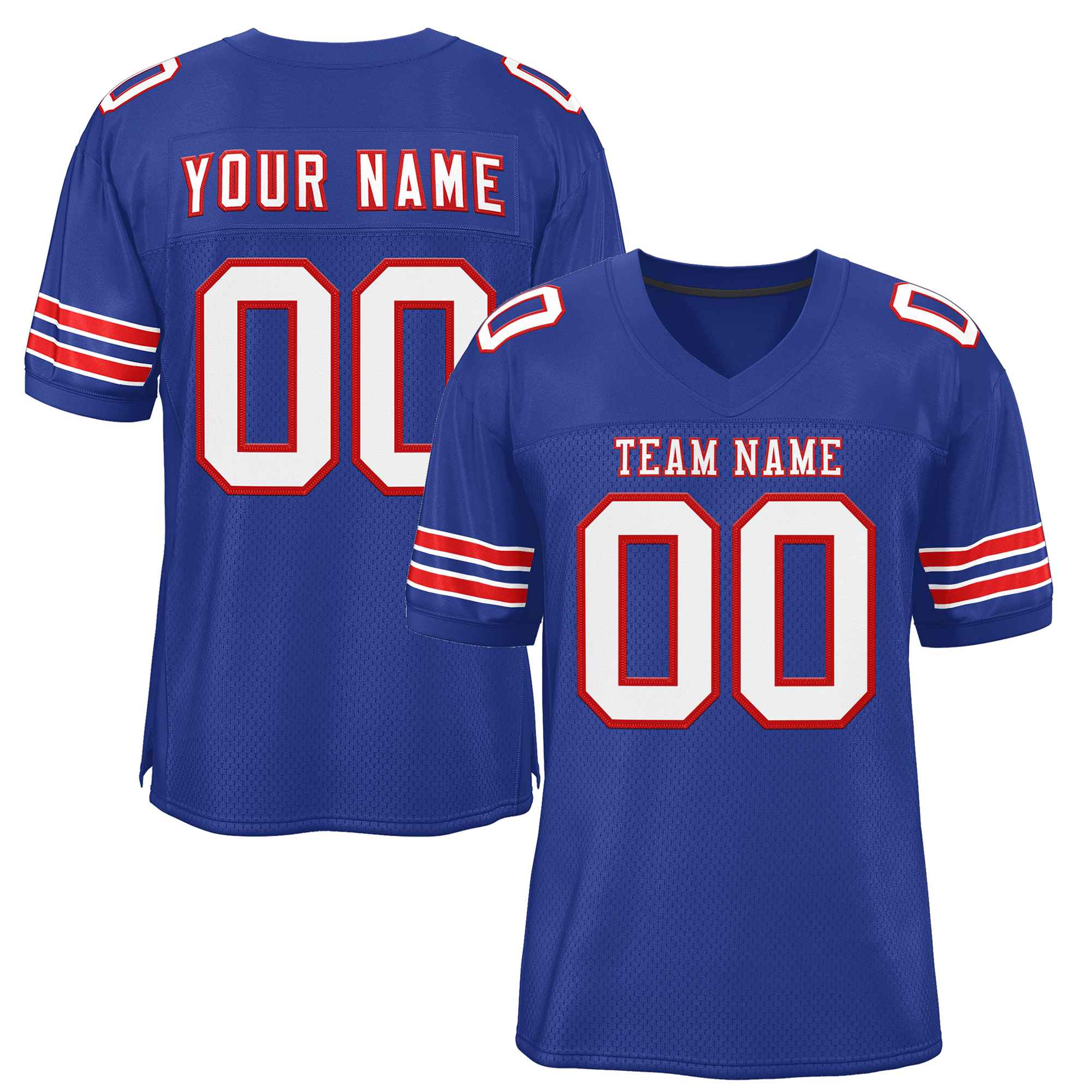 Custom Royal White-Red Classic Style Authentic American Football Jersey| KXKSHOP