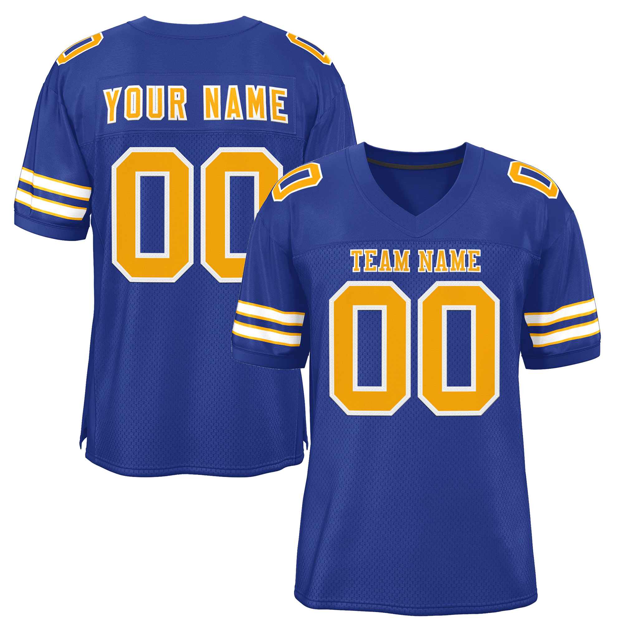 Custom Royal Yellow-White Classic Style Authentic American Football Jersey| KXKSHOP