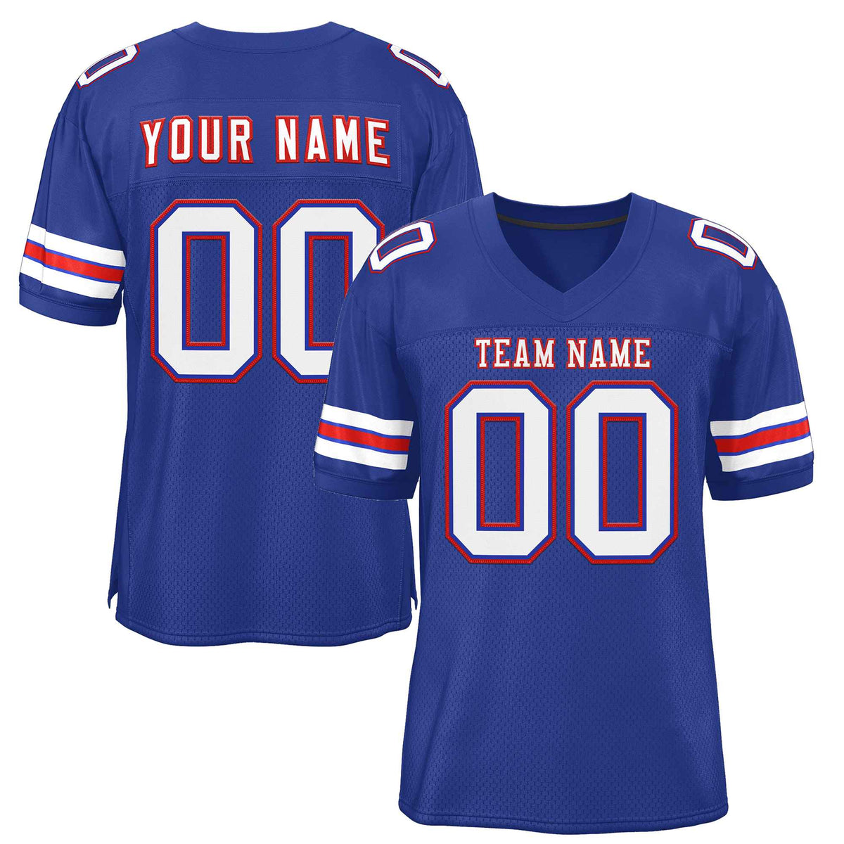 Custom Royal White-Red Classic Style Authentic American Football Jersey| KXKSHOP