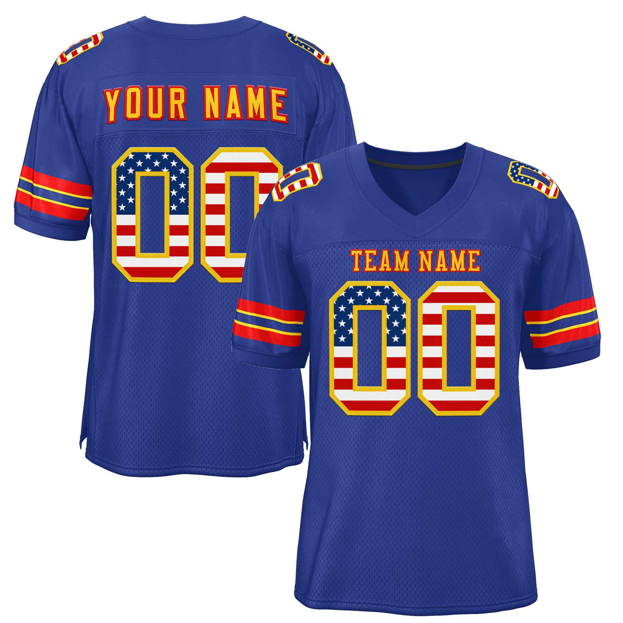 Custom Royal Gold-Red Classic Style Authentic American Football Jersey| KXKSHOP