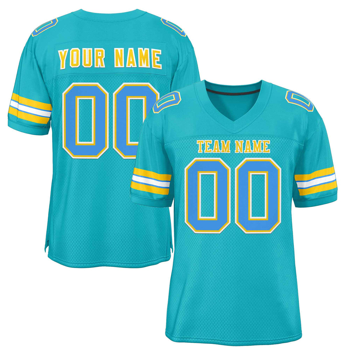 Custom Aqua Gold-White Classic Style Authentic American Football Jersey| KXKSHOP