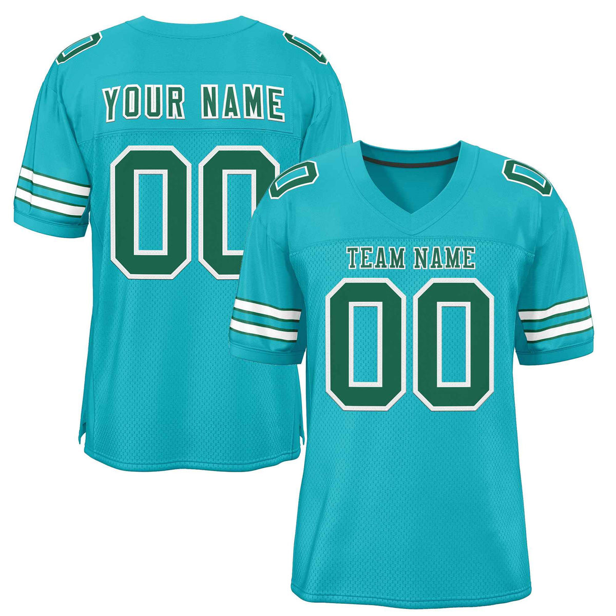 Custom Aqua Kelly Green-White Classic Style Authentic American Football Jersey| KXKSHOP