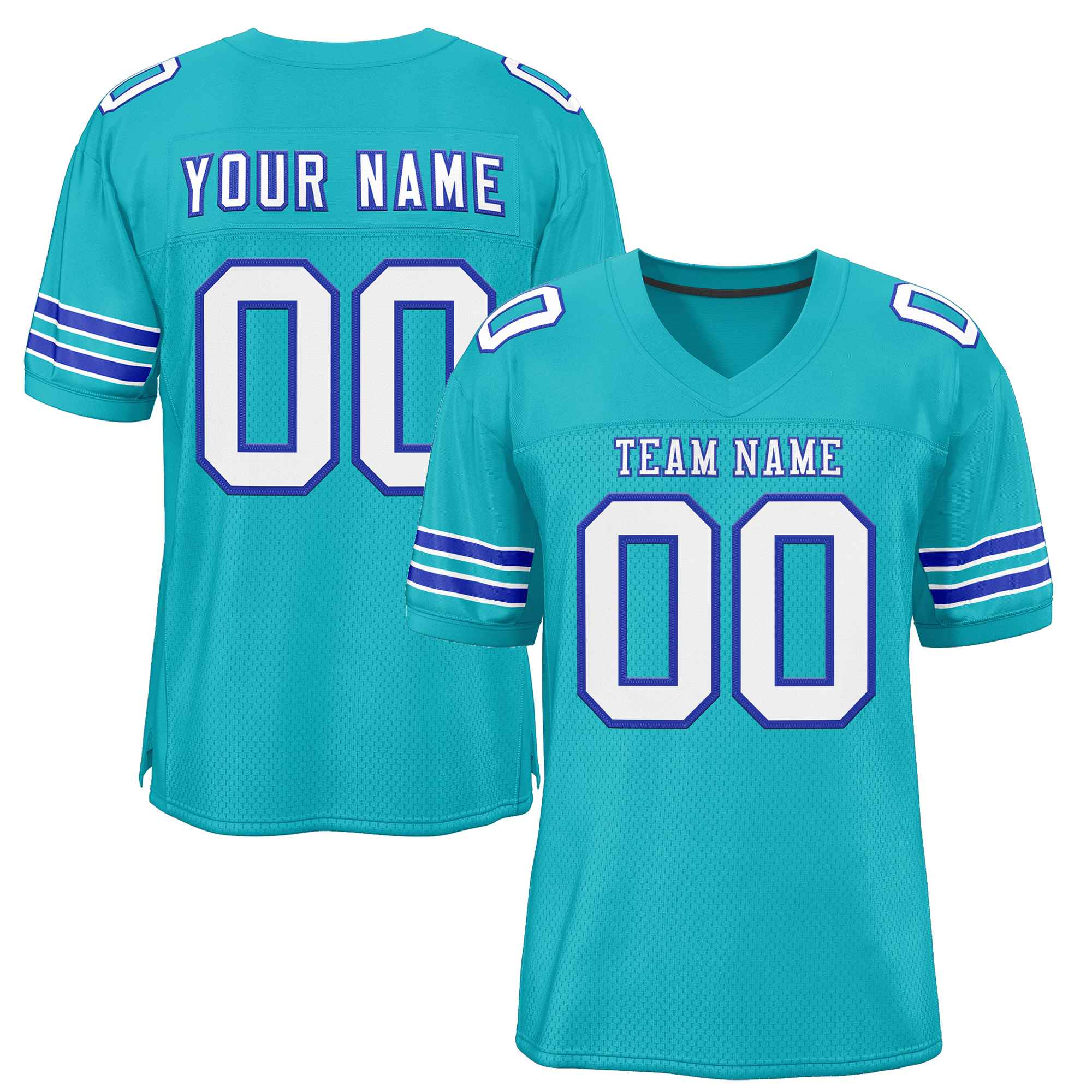 Custom Aqua Royal-White Classic Style Authentic American Football Jersey| KXKSHOP