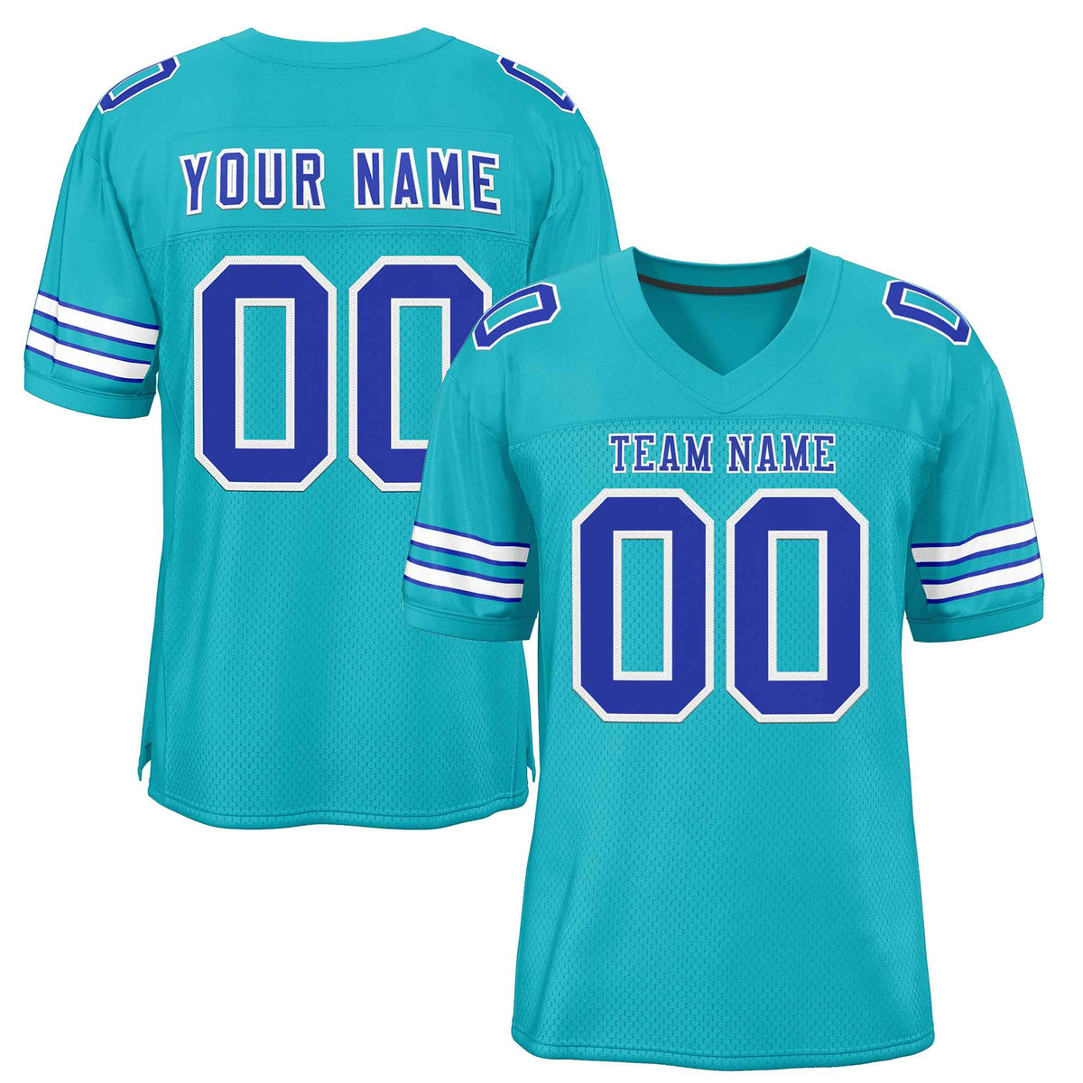 Custom Aqua Royal-White Classic Style Authentic American Football Jersey| KXKSHOP
