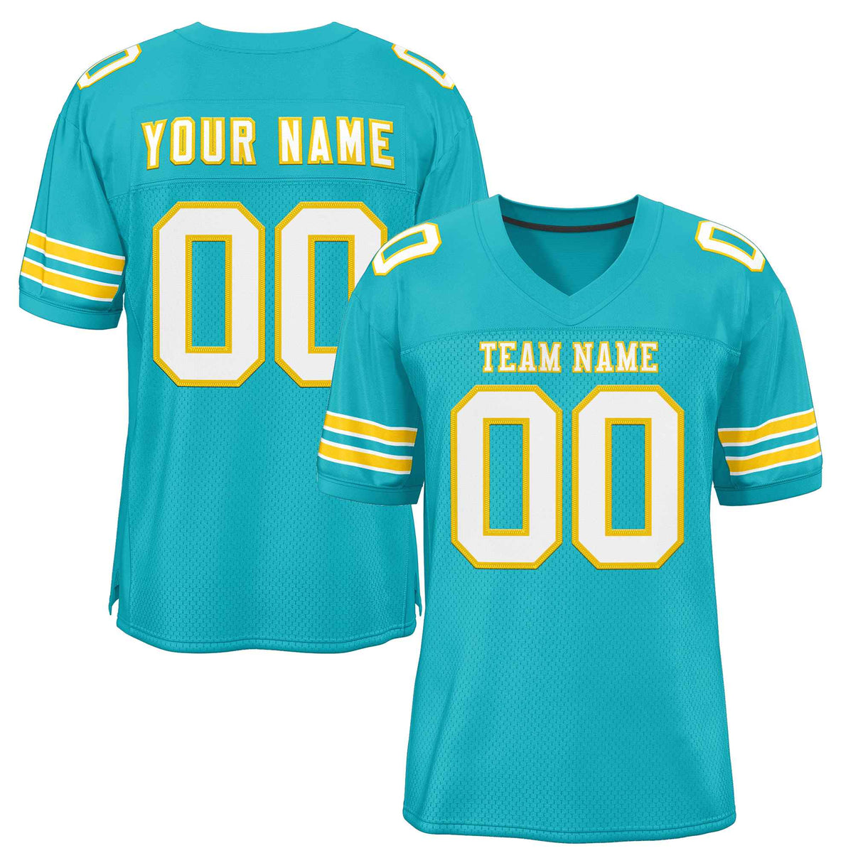 Custom Aqua White-Gold Classic Style Authentic American Football Jersey| KXKSHOP