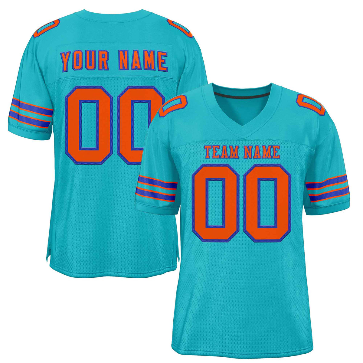 Custom Aqua Orange-Royal Classic Style Authentic American Football Jersey| KXKSHOP