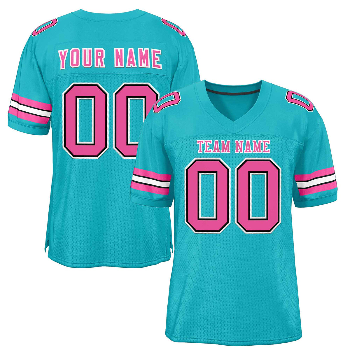 Custom Aqua Pink-White Classic Style Authentic American Football Jersey| KXKSHOP