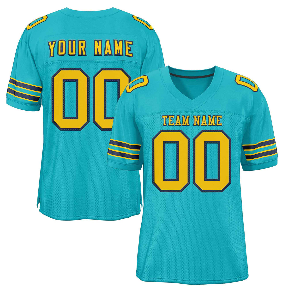 Custom Aqua Gold-Navy Classic Style Authentic American Football Jersey| KXKSHOP