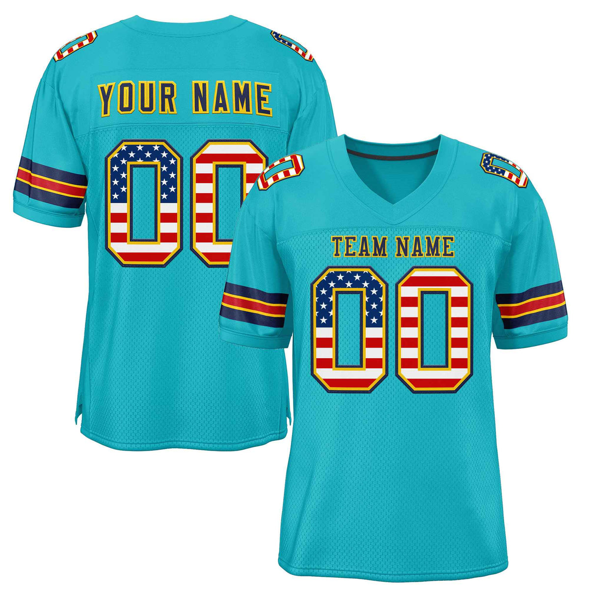 Custom Aqua Navy-Gold Classic Style Authentic American Football Jersey| KXKSHOP