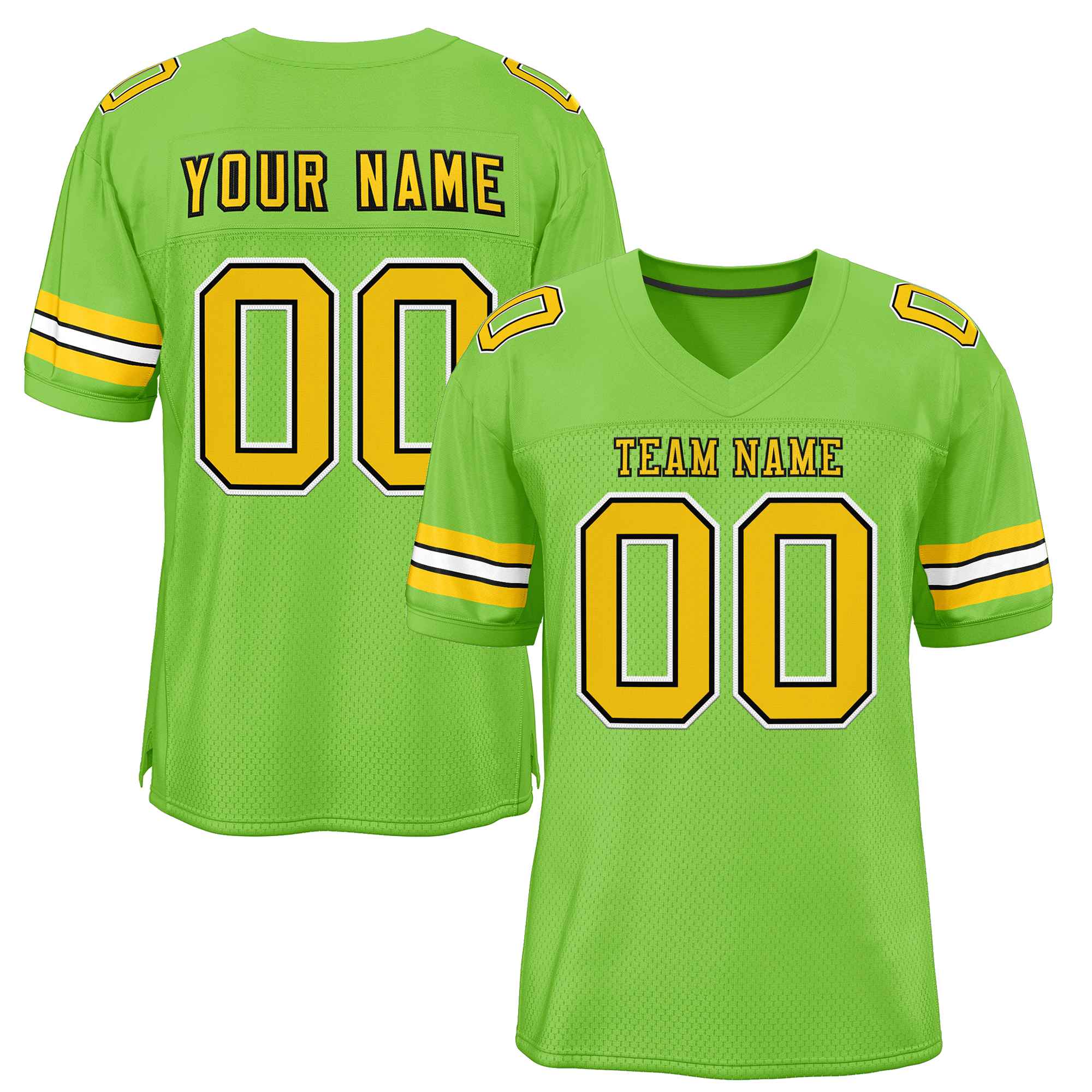 Custom Neon Green Gold-Black Classic Style Authentic American Football Jersey| KXKSHOP