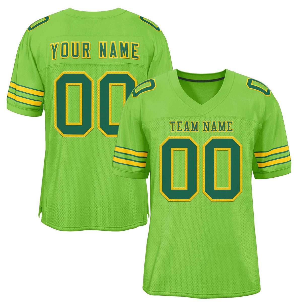 Custom Neon Green Kelly Green-Gold Classic Style Authentic American Football Jersey| KXKSHOP