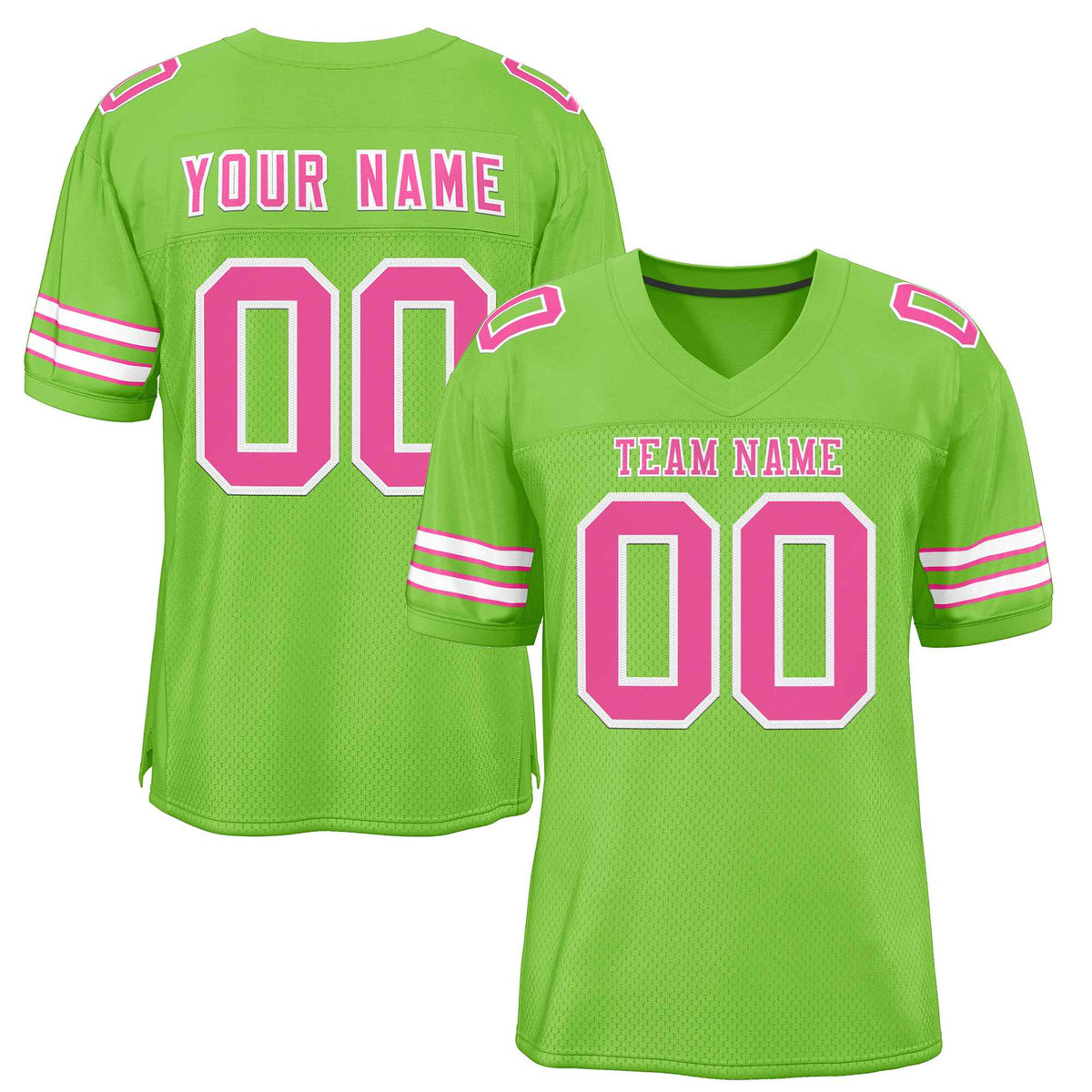 Custom Neon Green Pink-White Classic Style Authentic American Football Jersey| KXKSHOP