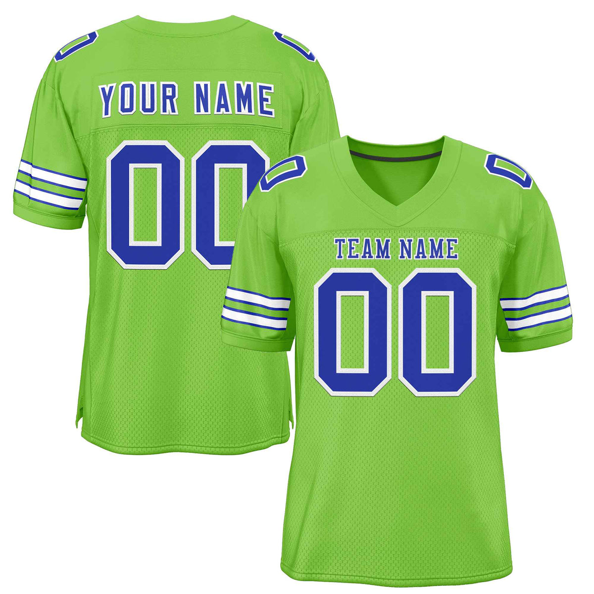 Custom Neon Green Royal-White Classic Style Authentic American Football Jersey| KXKSHOP
