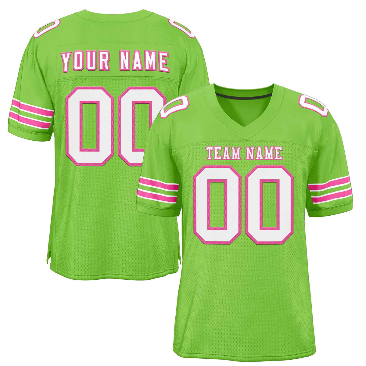 Custom Neon Green Pink-White Classic Style Authentic American Football Jersey| KXKSHOP