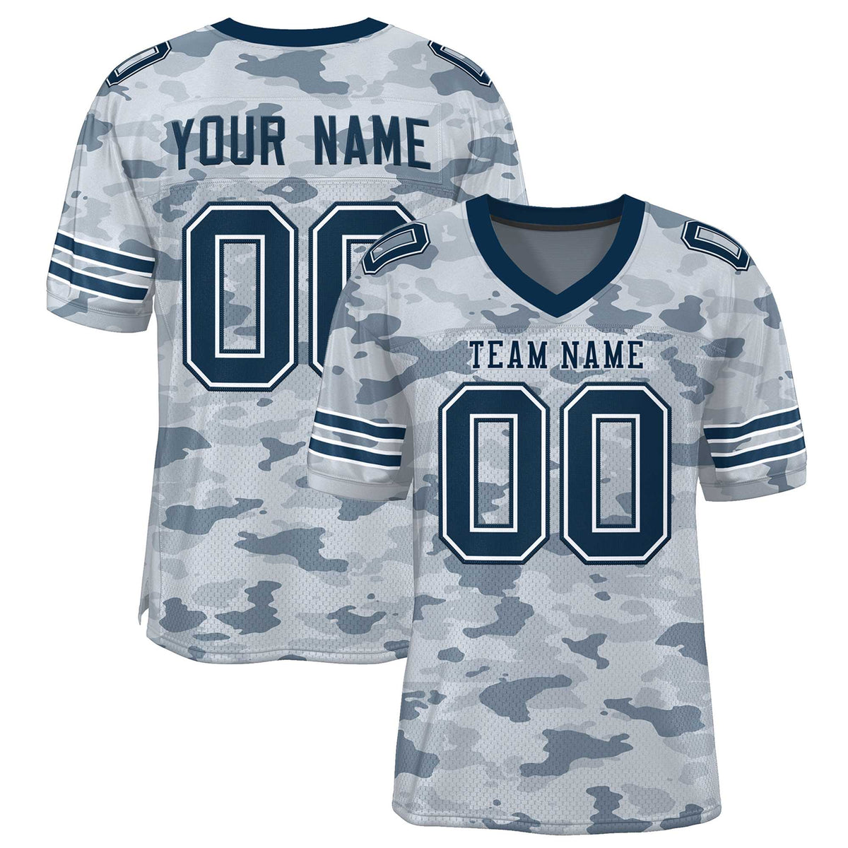 Custom Camo Navy-White Mesh Authentic American Football Jersey| KXKSHOP