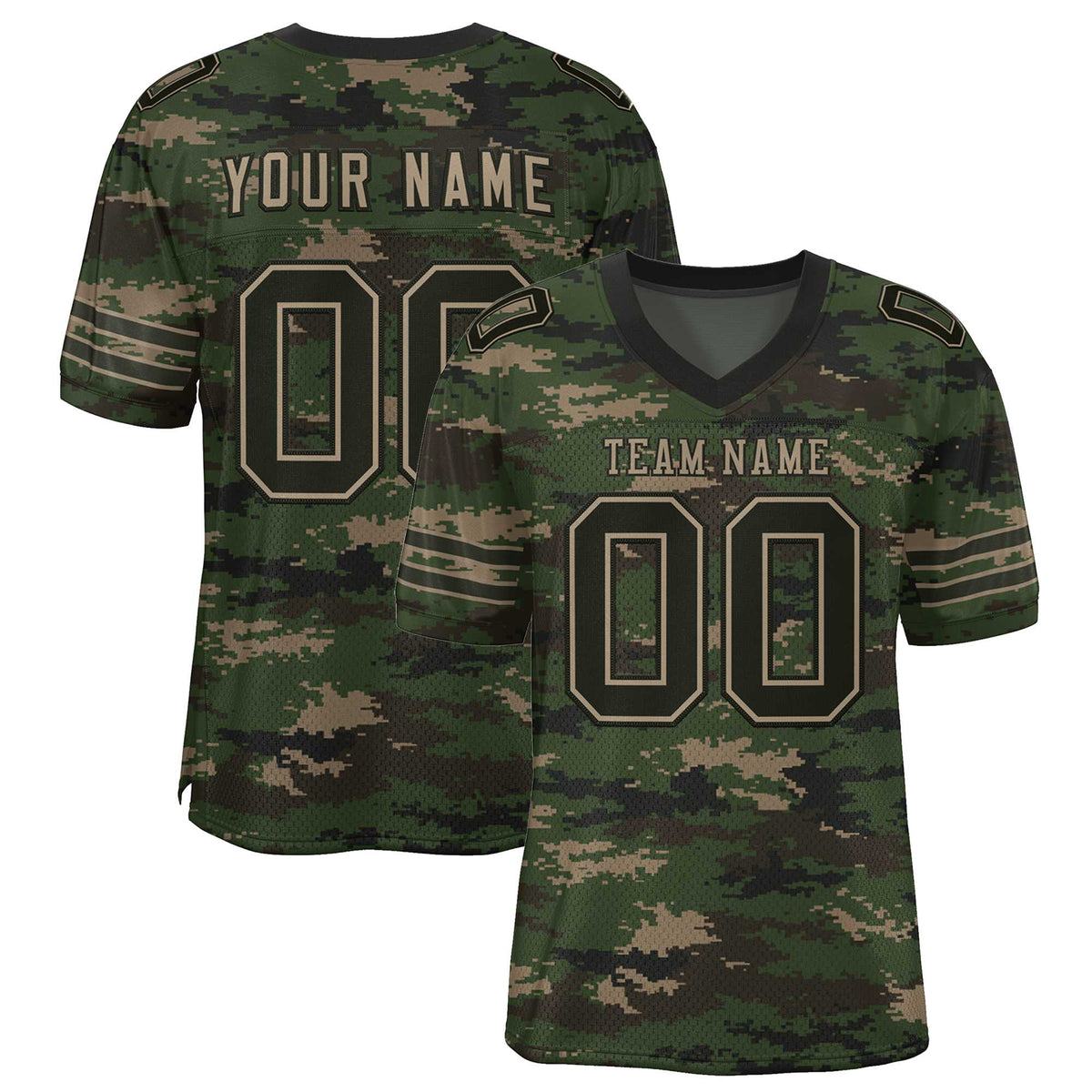 Custom Camo Brown-Olive Mesh Authentic American Football Jersey| KXKSHOP