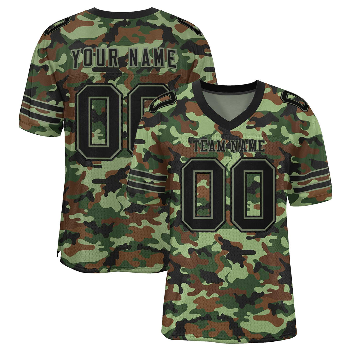 Custom Camo Black-Green Mesh Authentic American Football Jersey| KXKSHOP