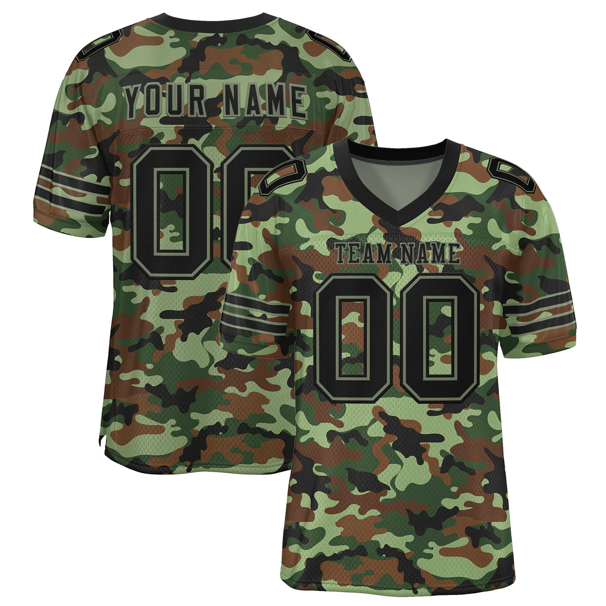 Custom Camo Black-Green Mesh Authentic American Football Jersey| KXKSHOP