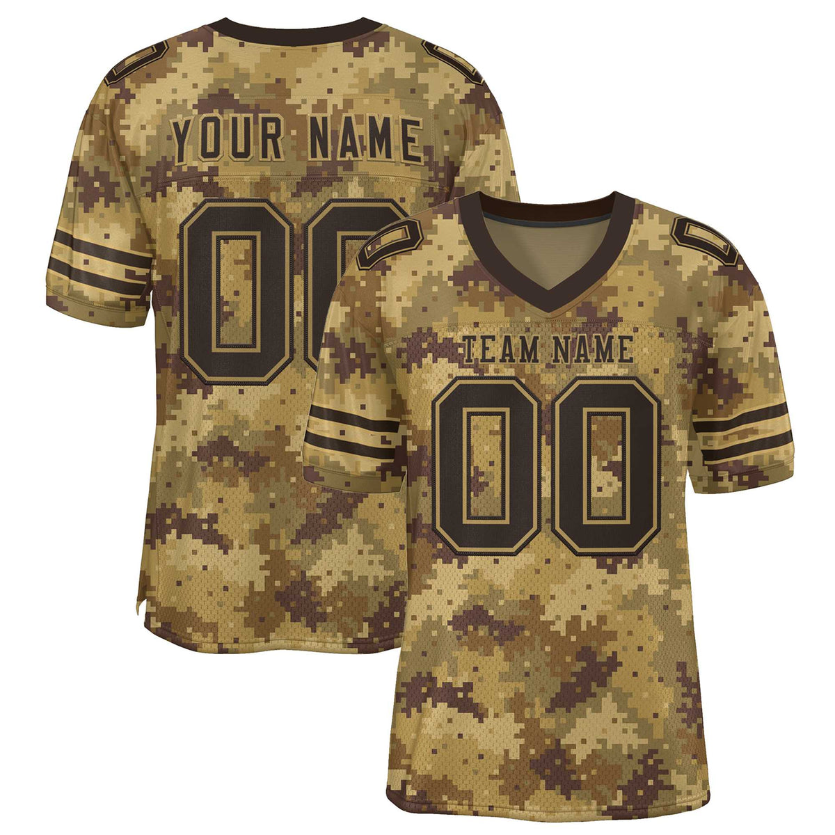 Custom Camo Brown-Old Gold Mesh Authentic American Football Jersey| KXKSHOP