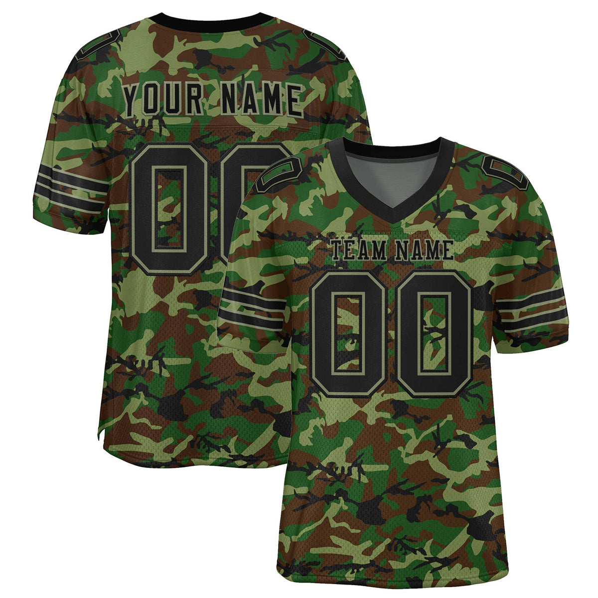 Custom Camo Black-Green Mesh Authentic American Football Jersey| KXKSHOP