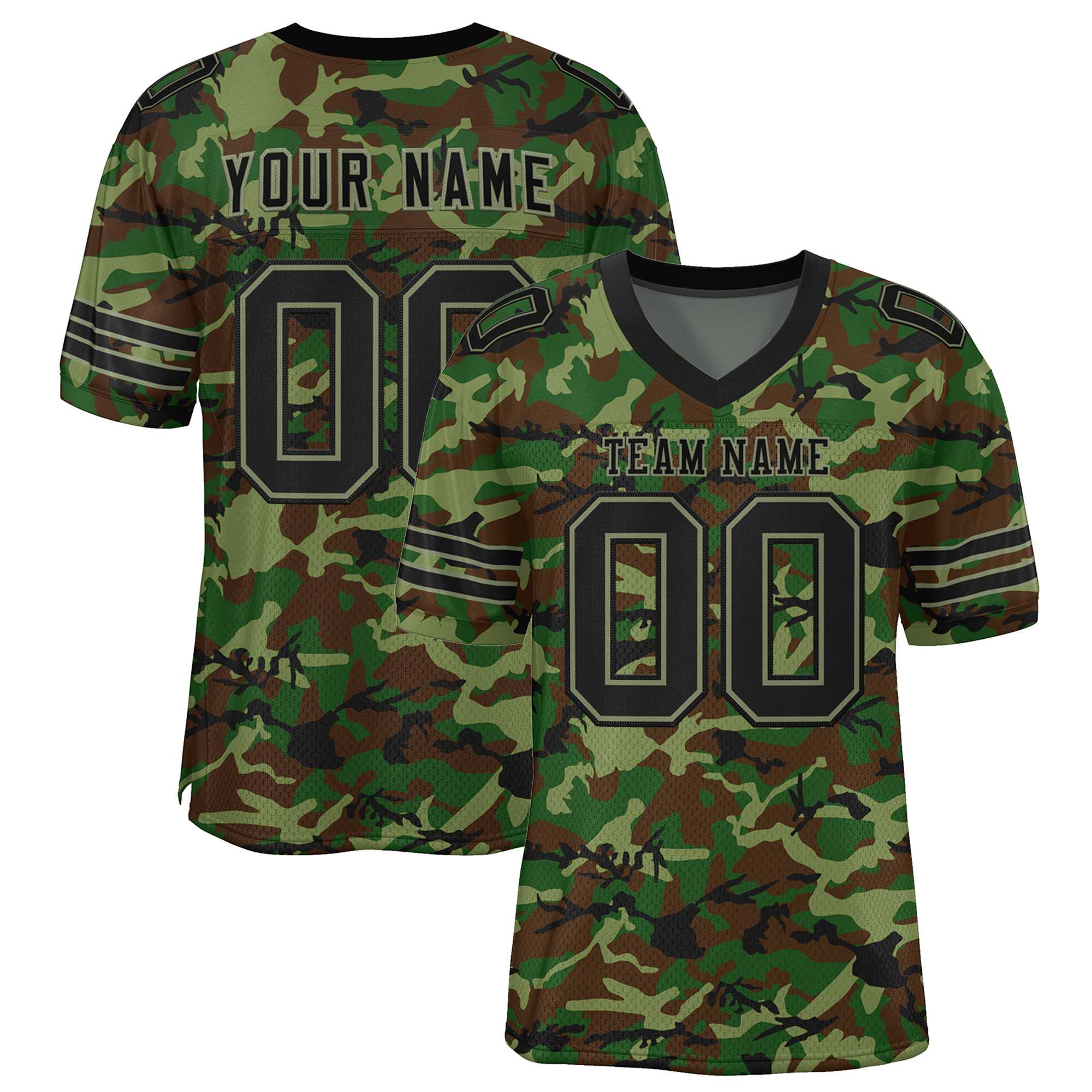 Custom Camo Black-Green Mesh Authentic American Football Jersey| KXKSHOP