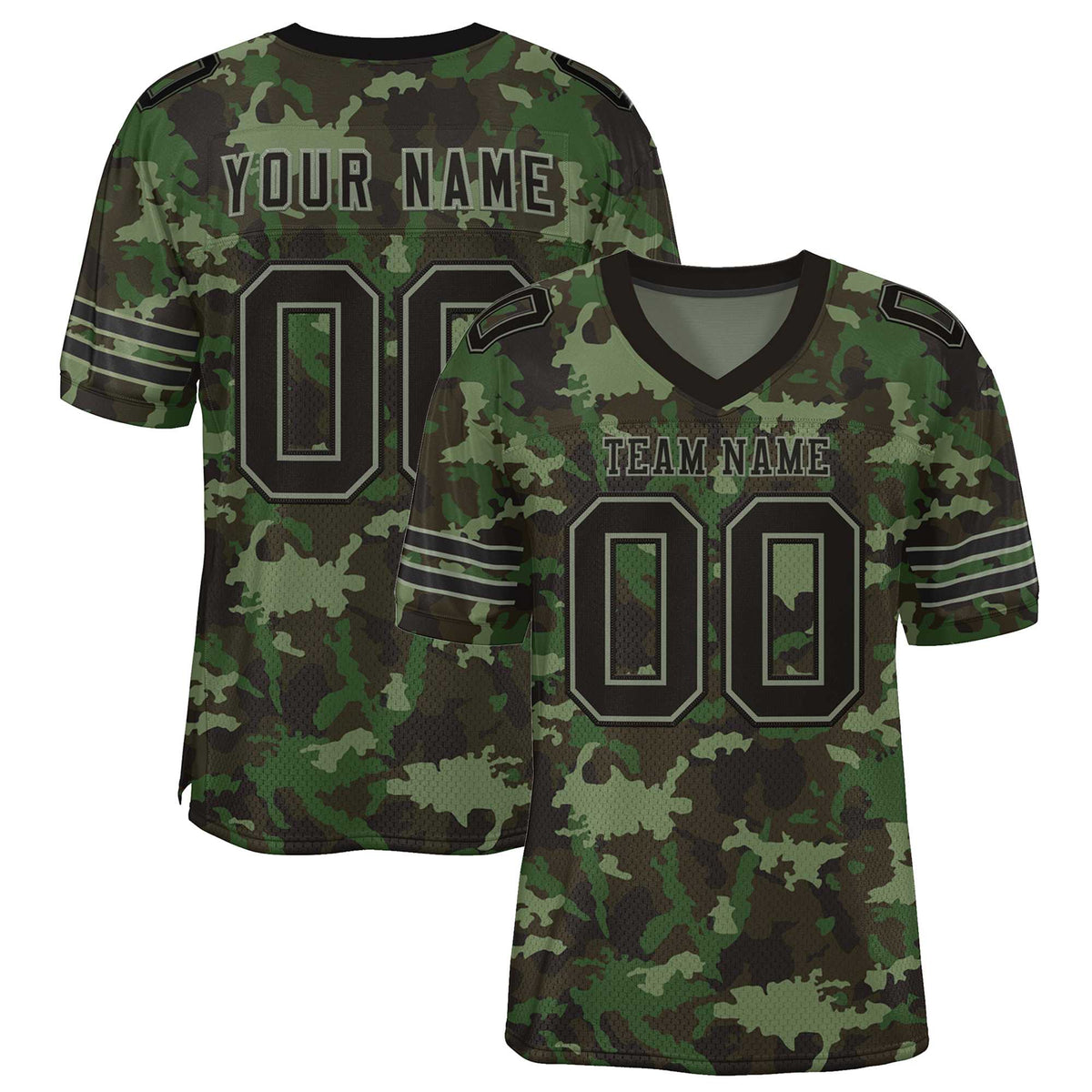 Custom Camo Black-Green Mesh Authentic American Football Jersey| KXKSHOP