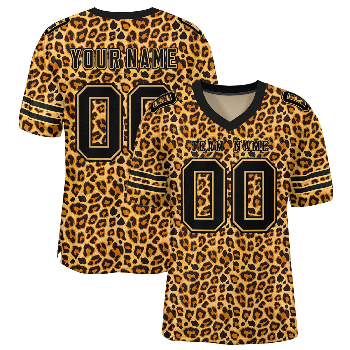 Custom Camo Black-Old Gold Leopard Mesh American Football Jersey | KXKSHOP