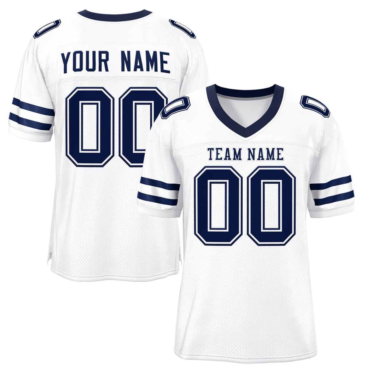 Custom White Navy Classic Style Mesh Authentic American Football Jersey| KXKSHOP