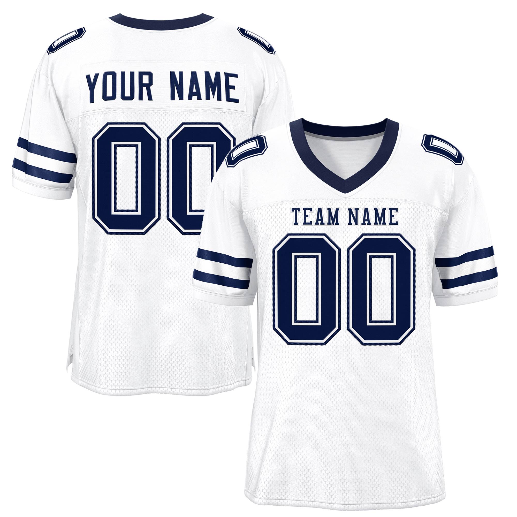Custom White Navy Classic Style Mesh Authentic American Football Jersey| KXKSHOP