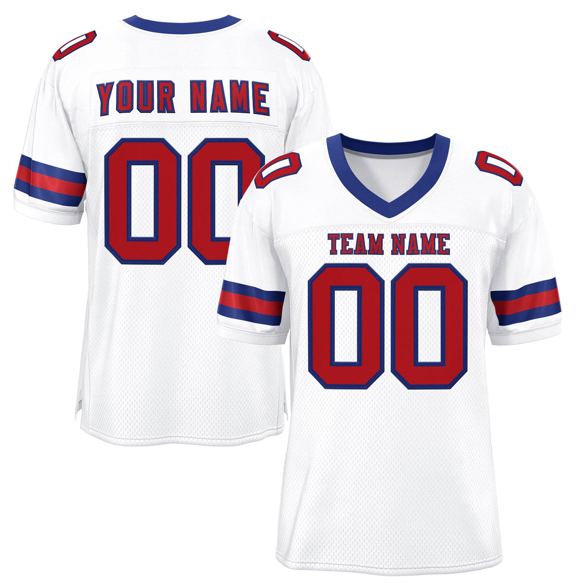 Custom White Red-Royal Classic Style Mesh Authentic American Football Jersey| KXKSHOP
