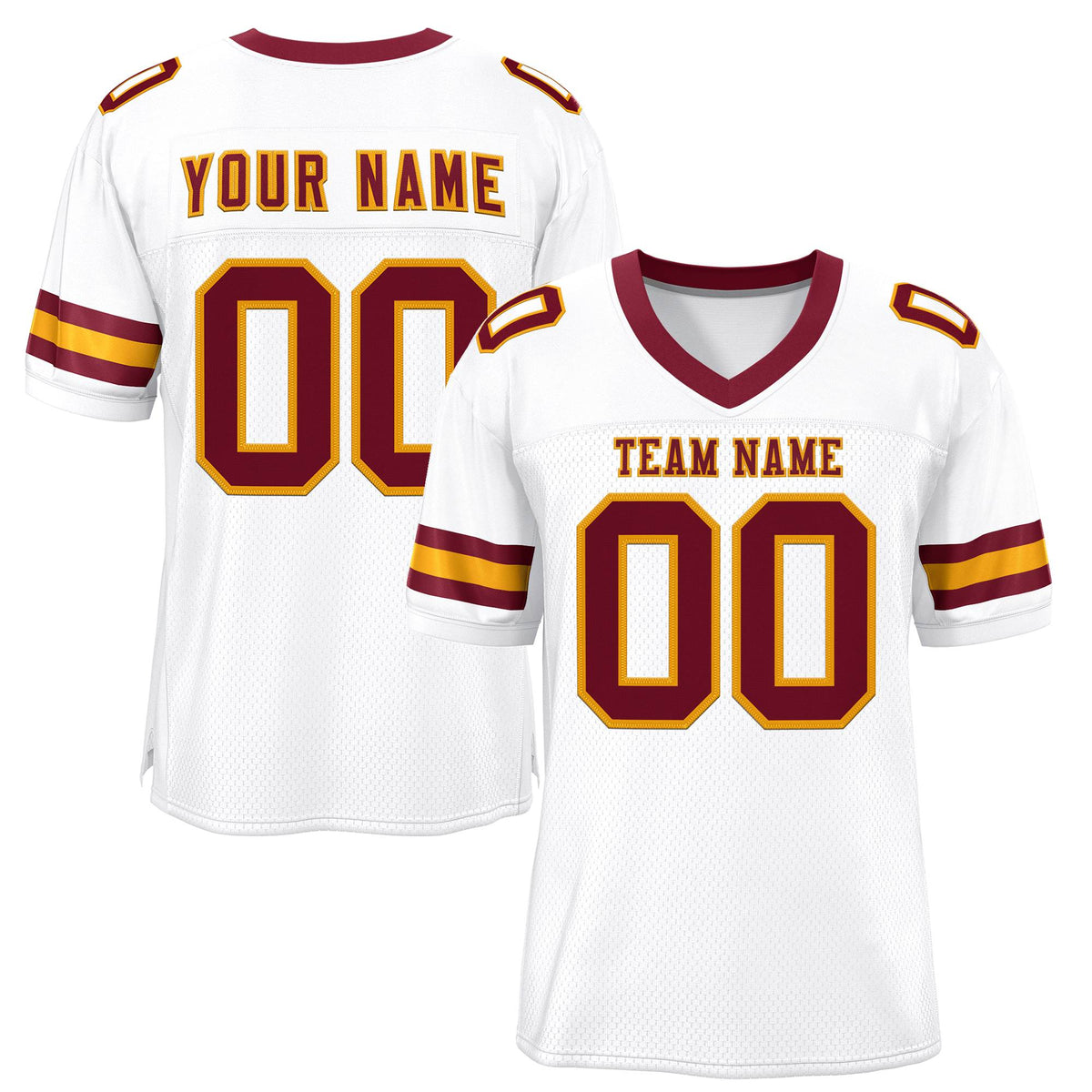Custom White Red-Yellow Classic Style Mesh Authentic American Football Jersey| KXKSHOP