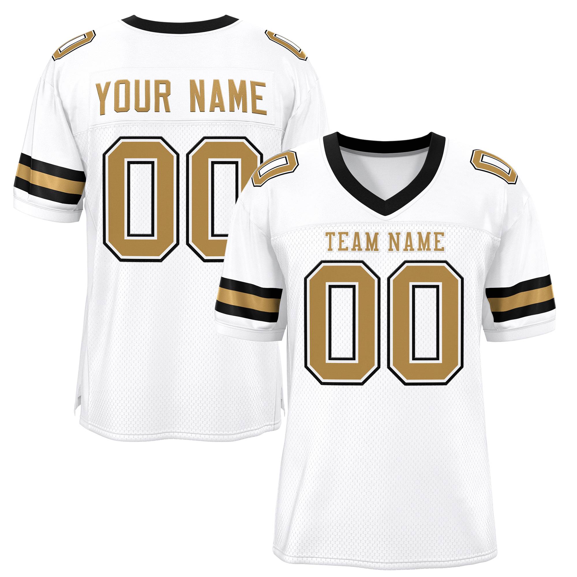 Custom White Old Gold Classic Style Mesh Authentic American Football Jersey| KXKSHOP