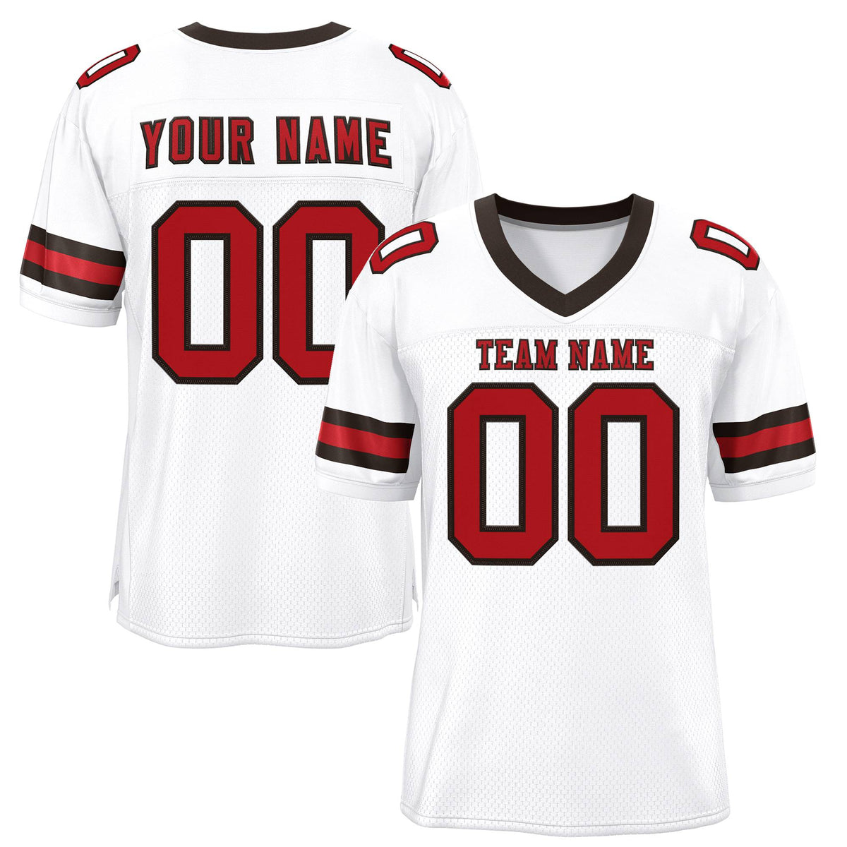 Custom White Red-Brown Classic Style Mesh Authentic American Football Jersey| KXKSHOP