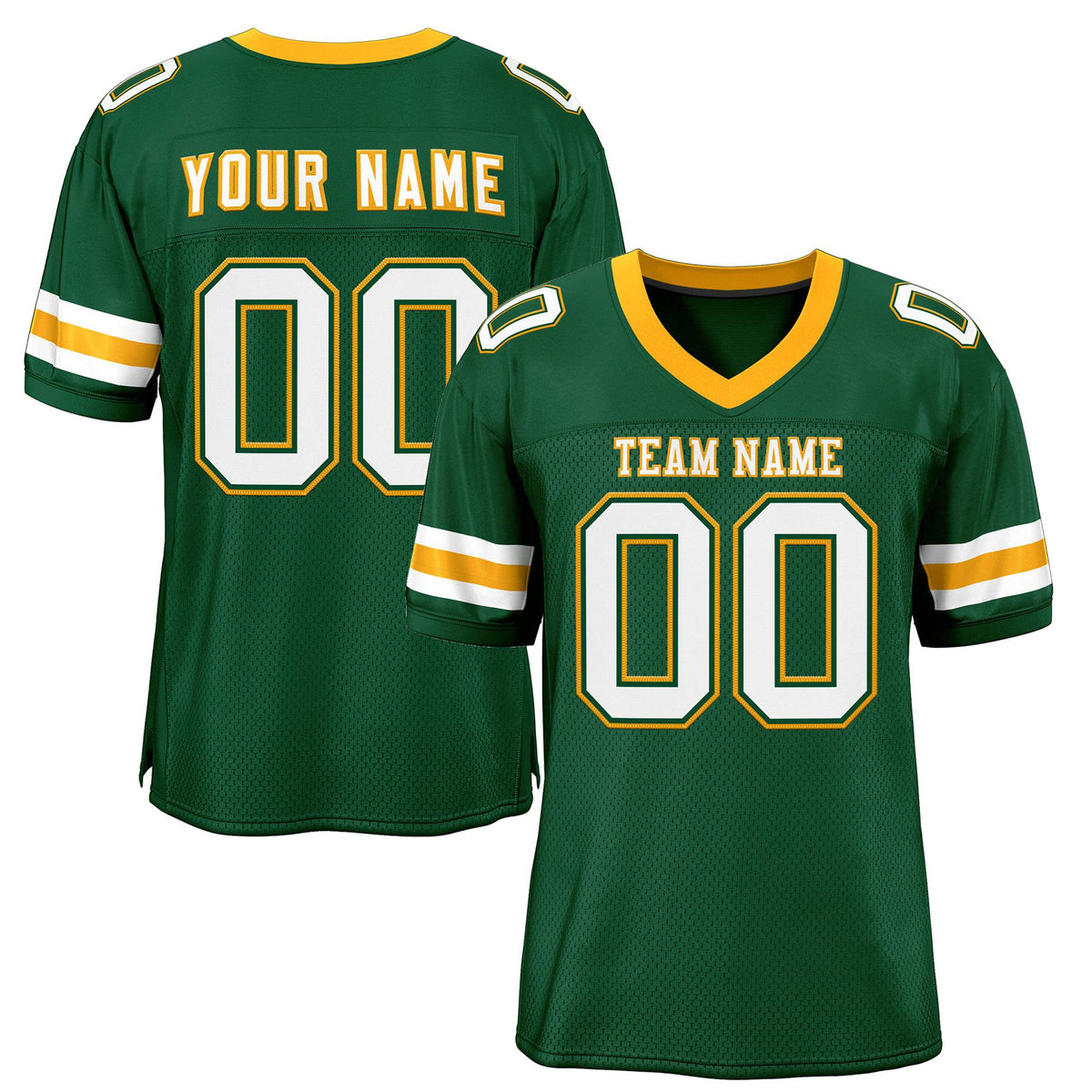 Custom Green White-Yellow Classic Style Mesh Authentic American Football Jersey| KXKSHOP