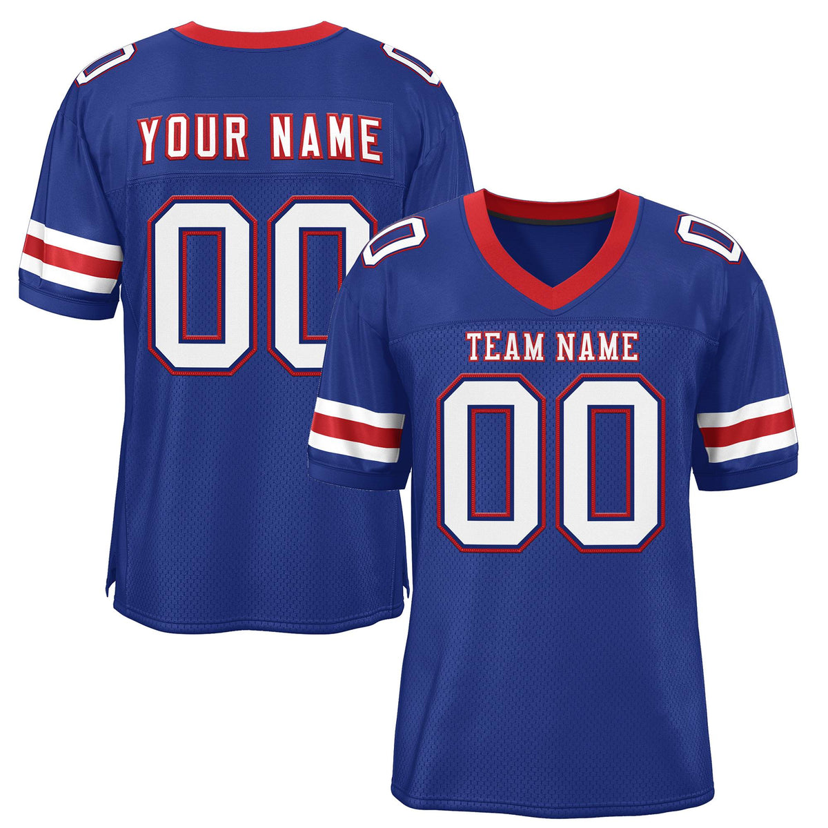 Custom Royal White-Red Classic Style Mesh Authentic American Football Jersey| KXKSHOP